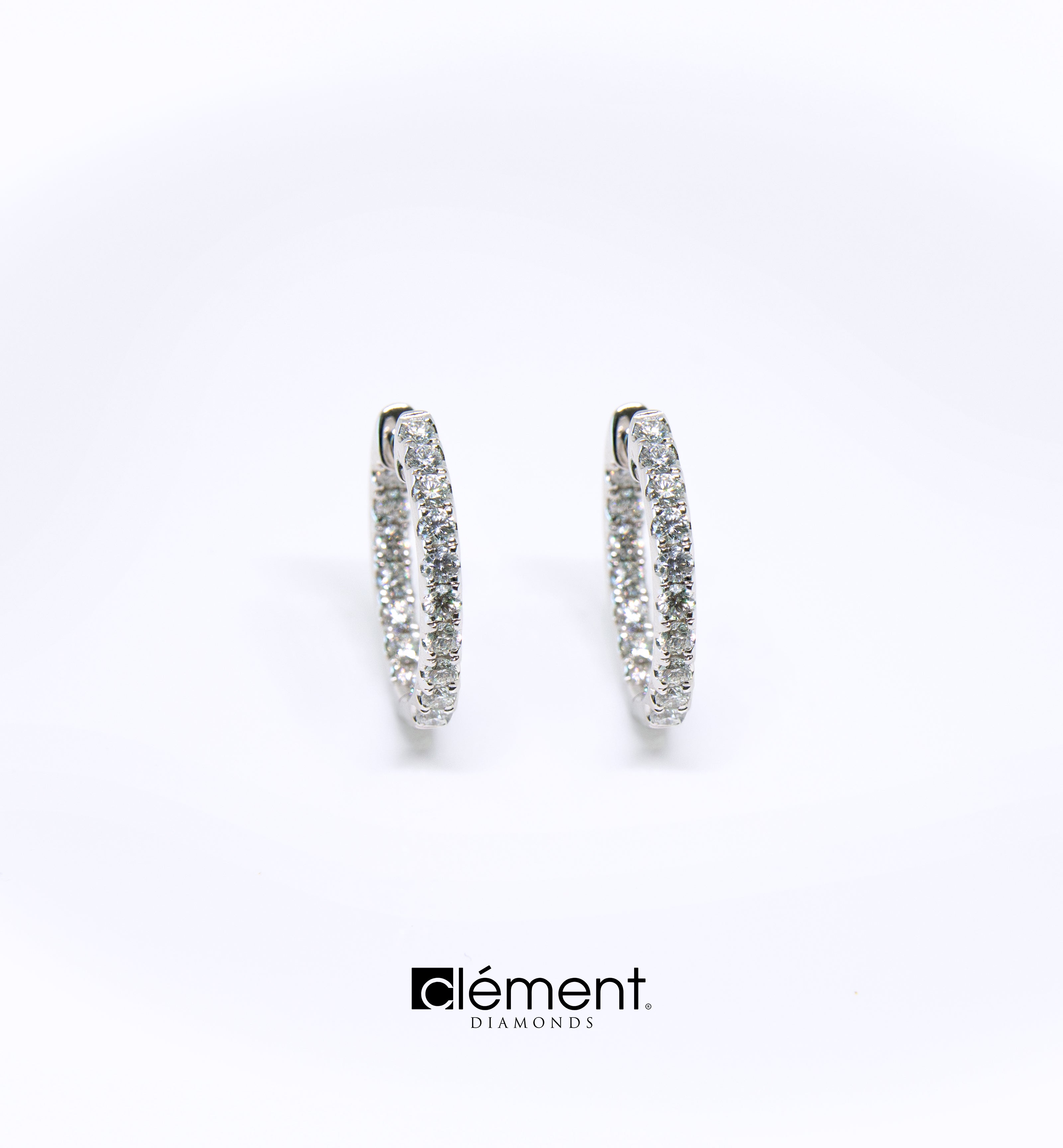 18ct White Gold Natural Diamond Hoop Earrings