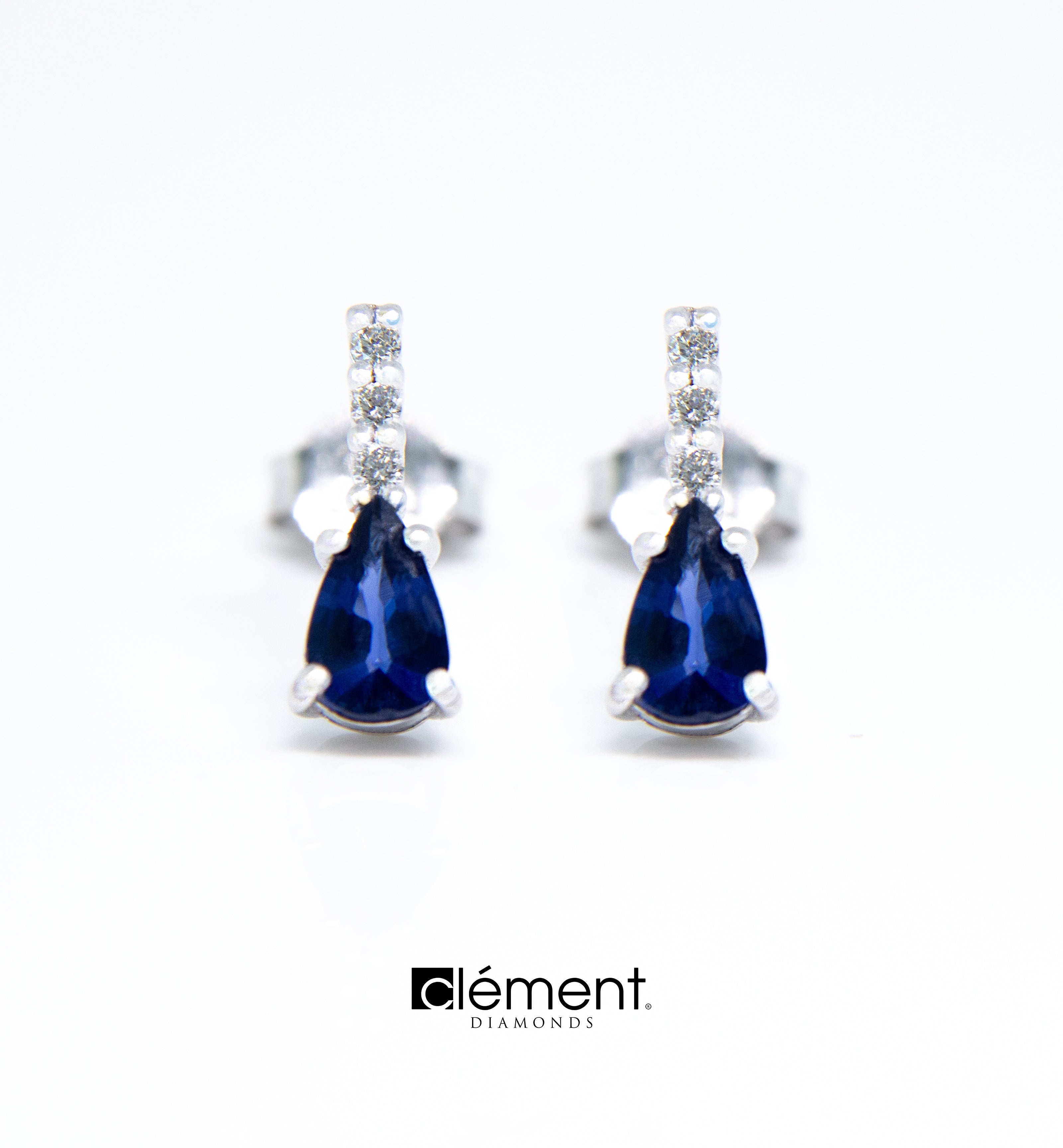 18ct White Gold Diamond and Blue Sapphire Earrings