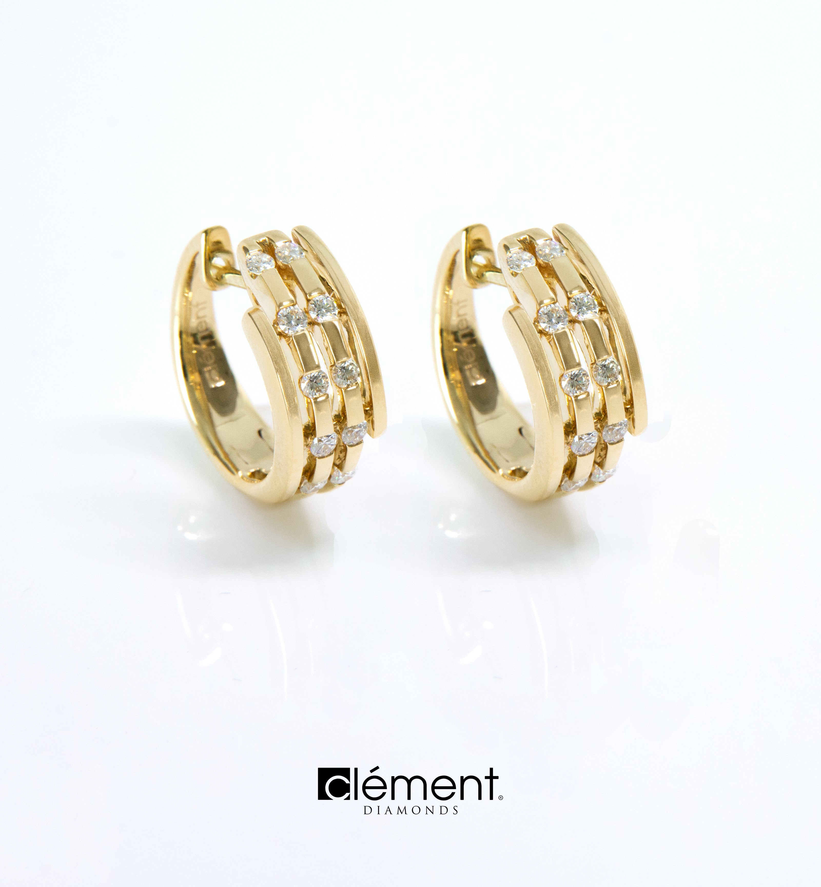 18ct Yellow Gold Diamond Hoop Earrings