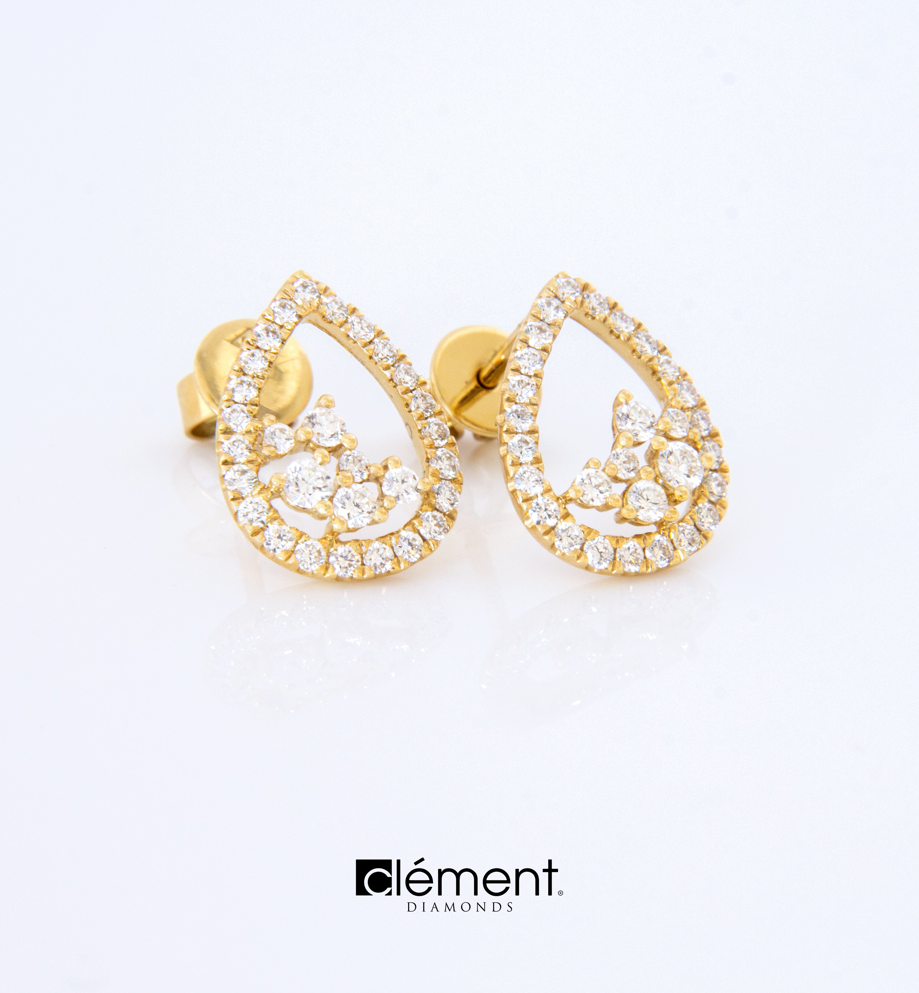 18ct Yellow Gold Diamond Drop Design Earrings