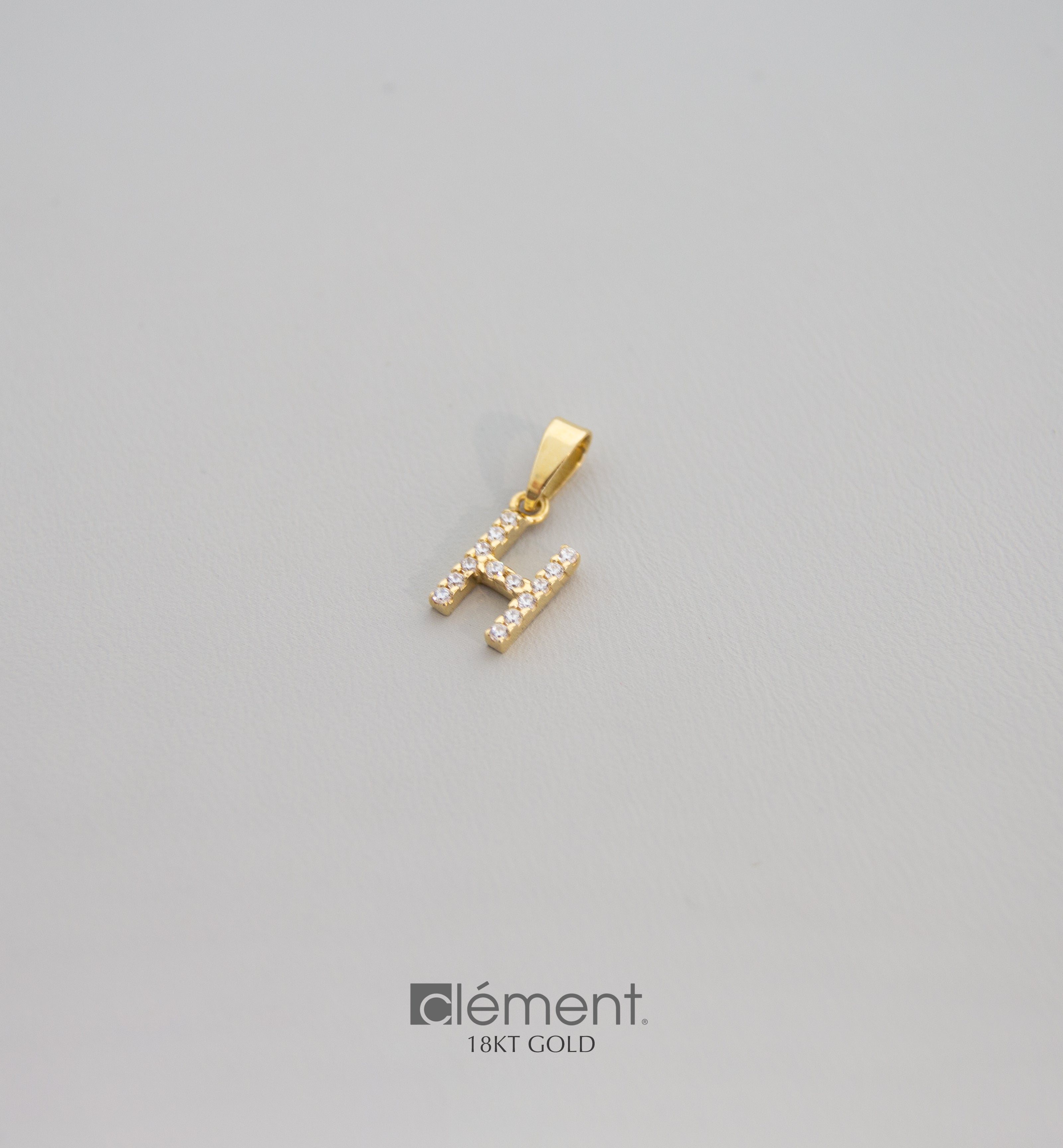18ct Yellow Gold Initial H With Cubic Zircon Stones