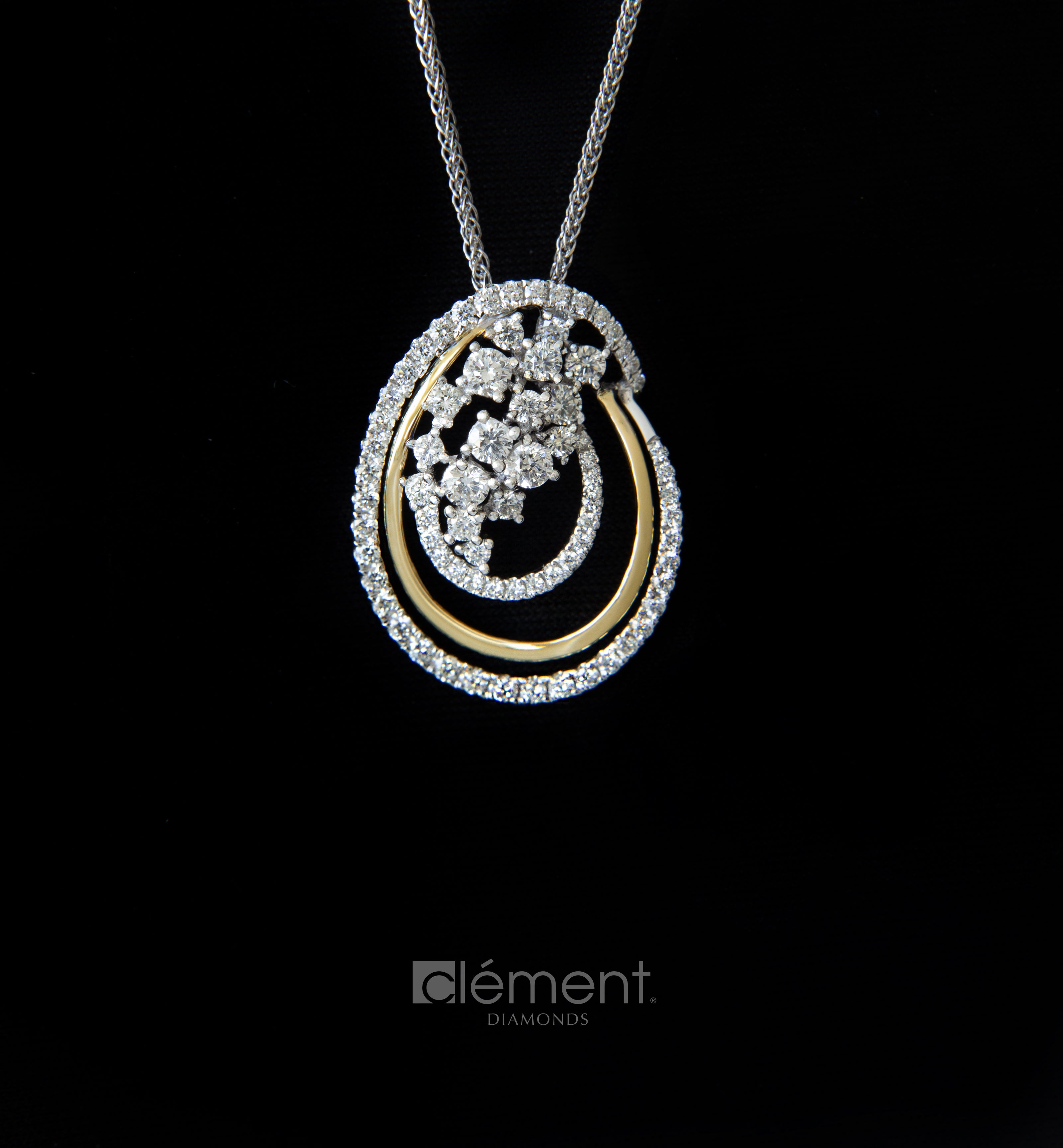 18ct Gold Two-Tone Diamond Pendant