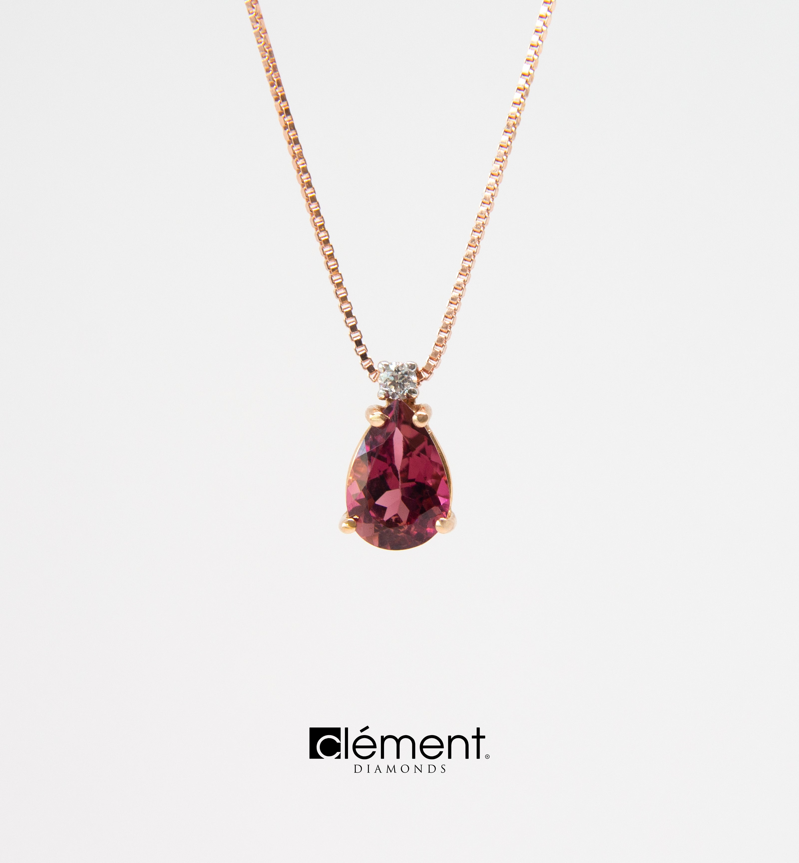 18ct Rose Gold Diamond and Tourmaline Pendant