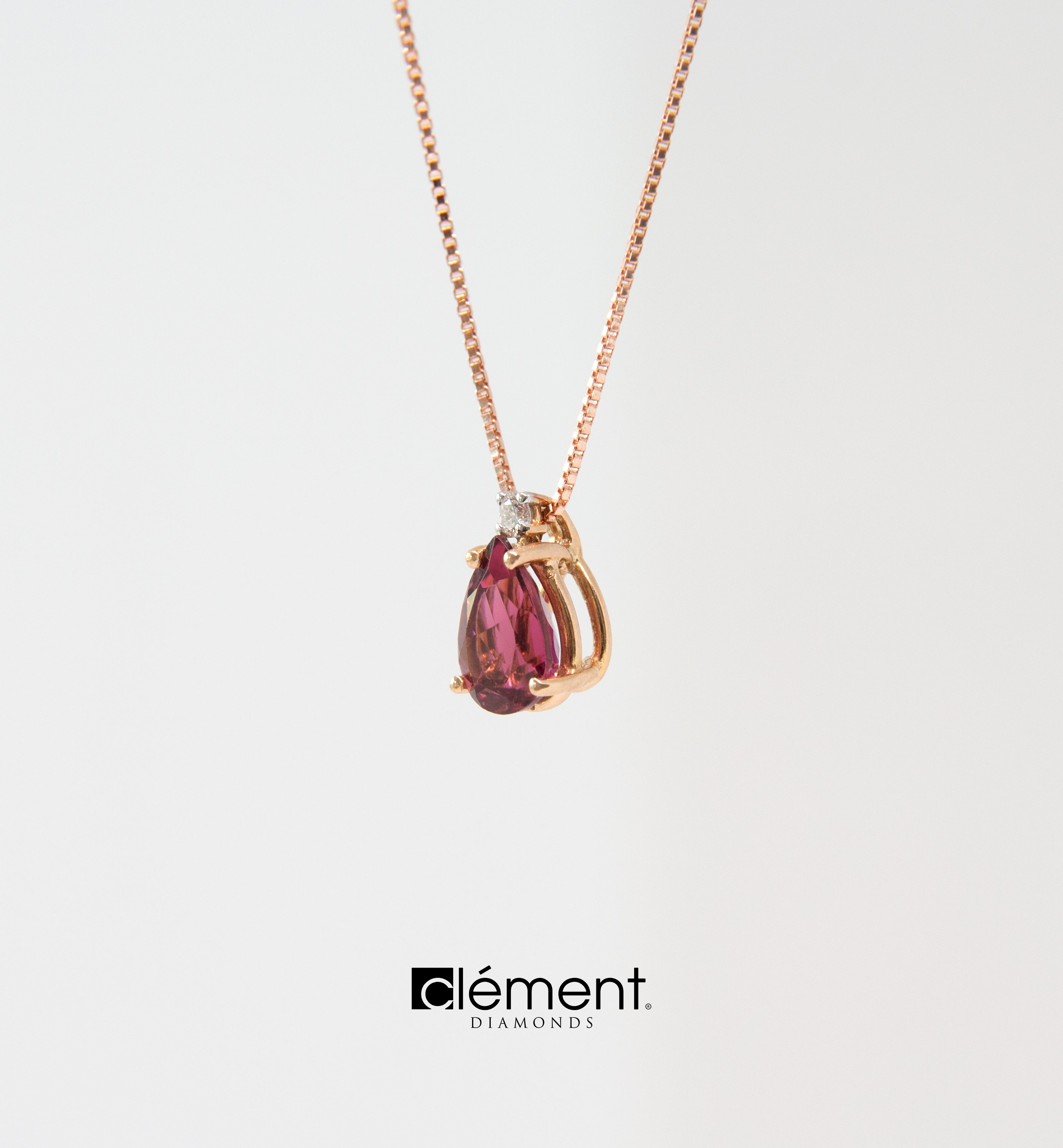 18ct Rose Gold Diamond and Tourmaline Pendant