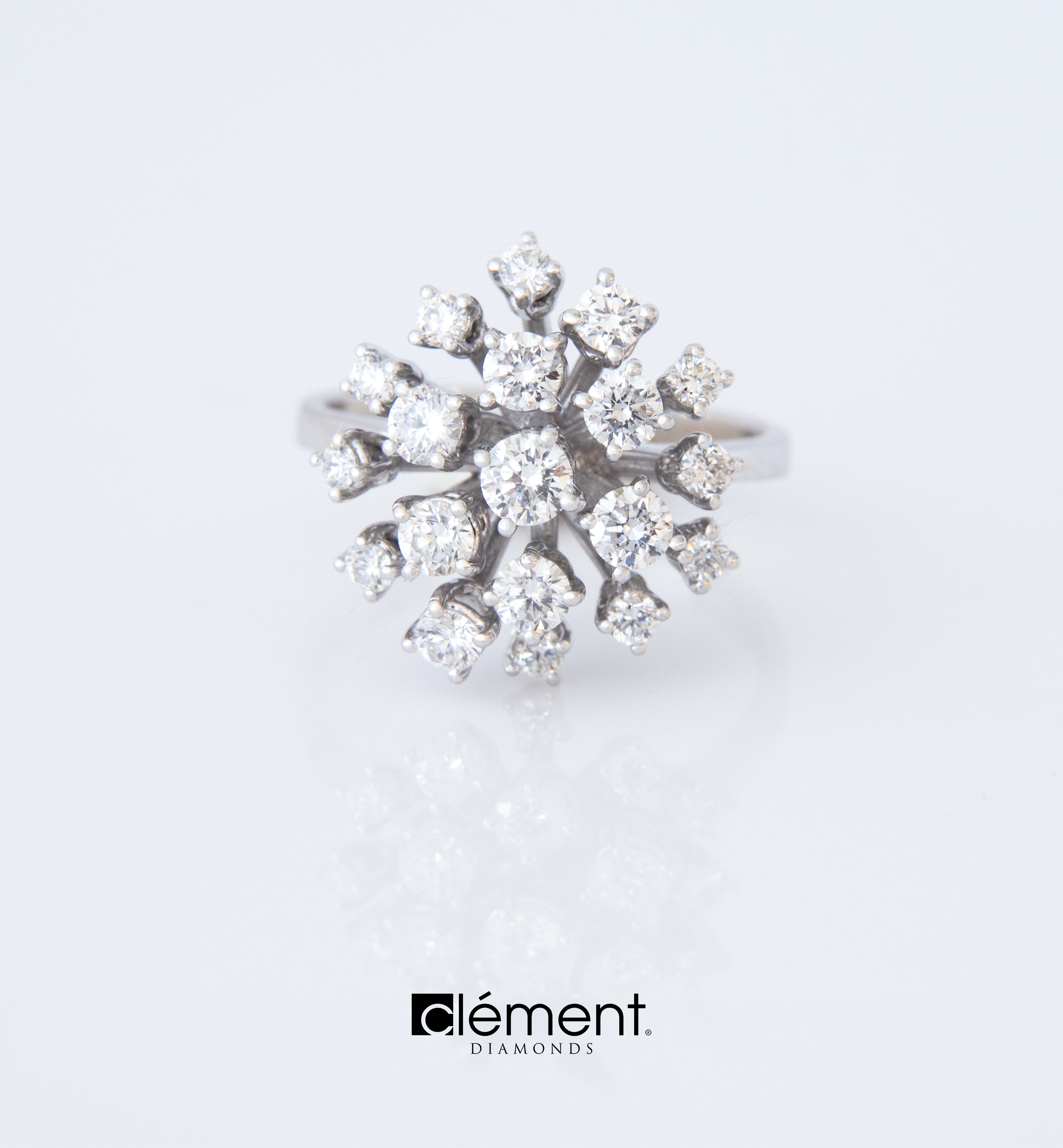18ct White Gold Natural Explosion of Diamond Ring