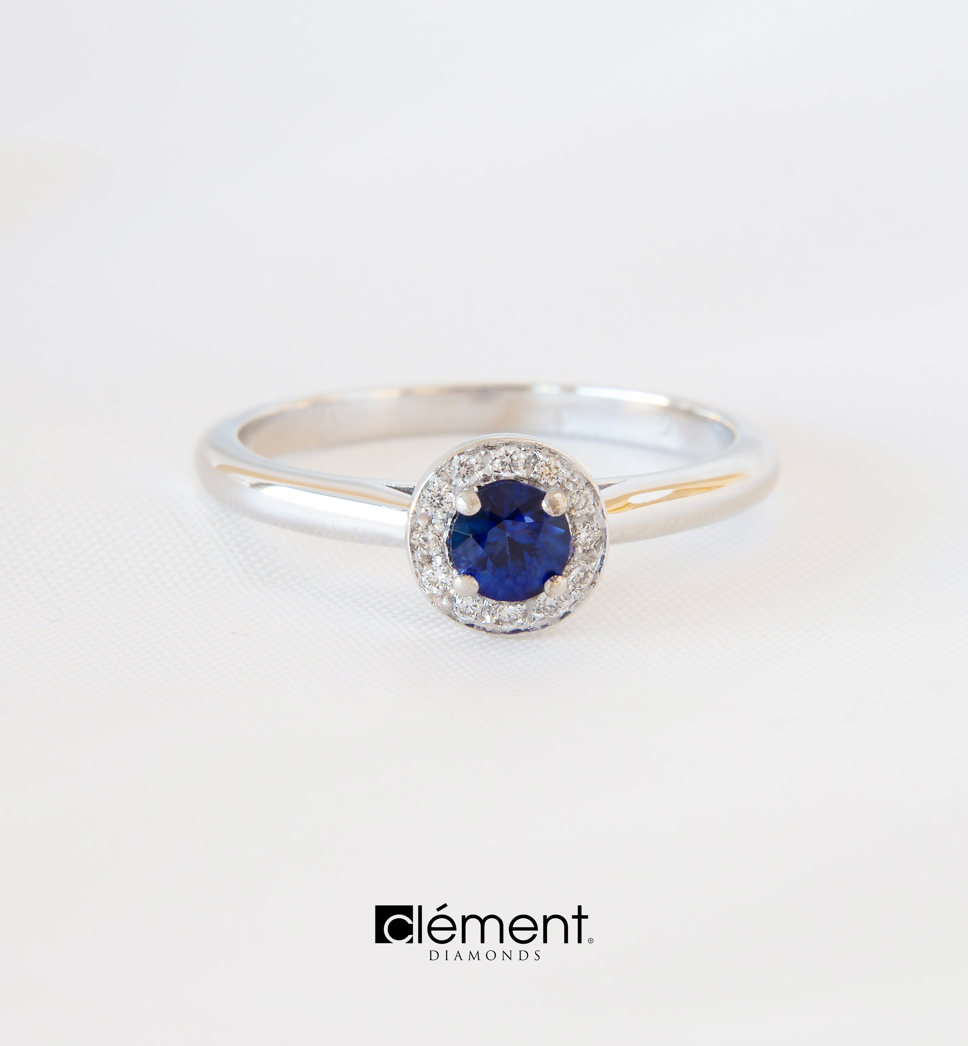 Natural Blue Sapphire Ring 1/8 ct tw Diamonds 14K White Gold | Jared