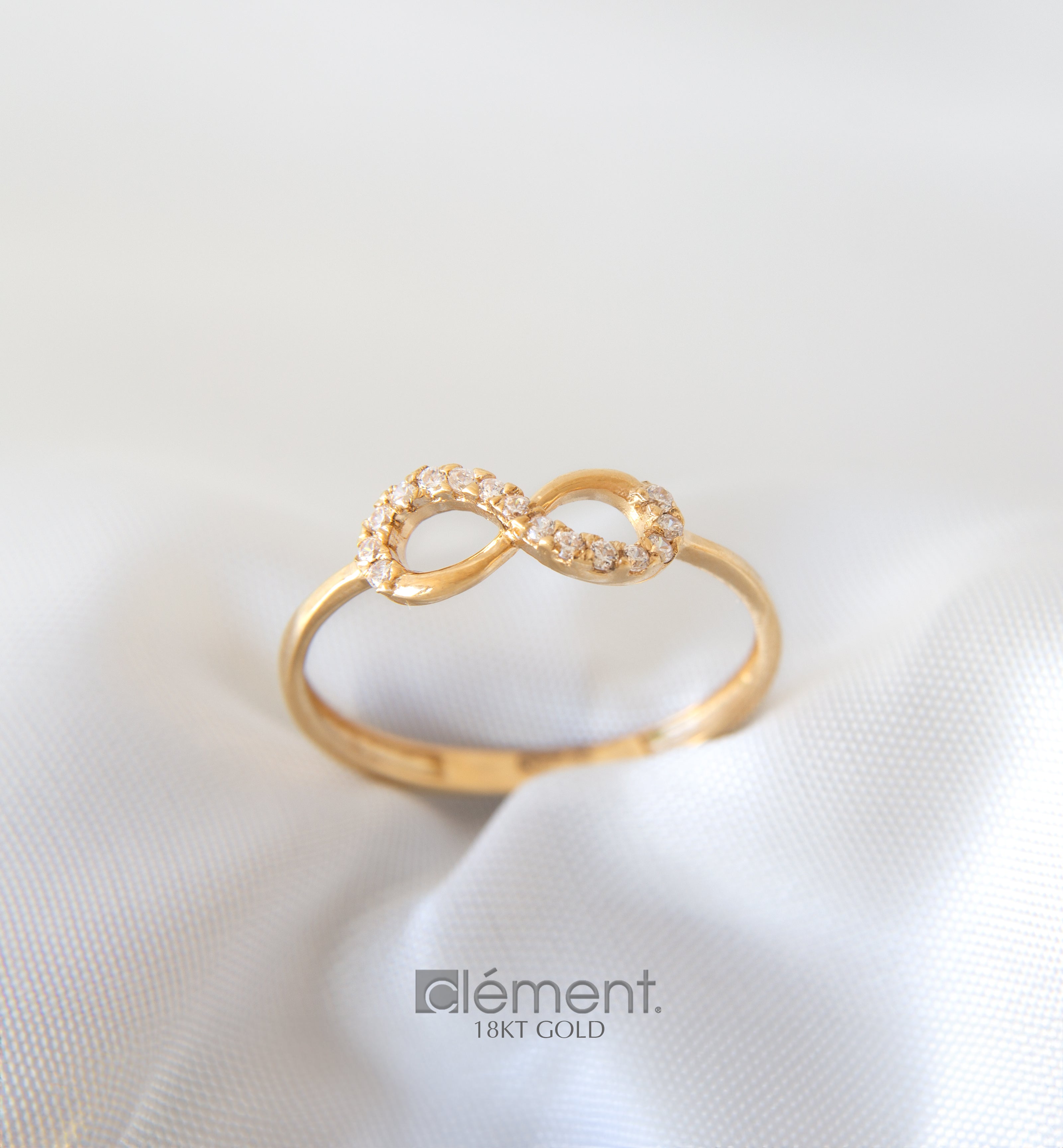 18ct Gold Infinity Ring with CZ Stones