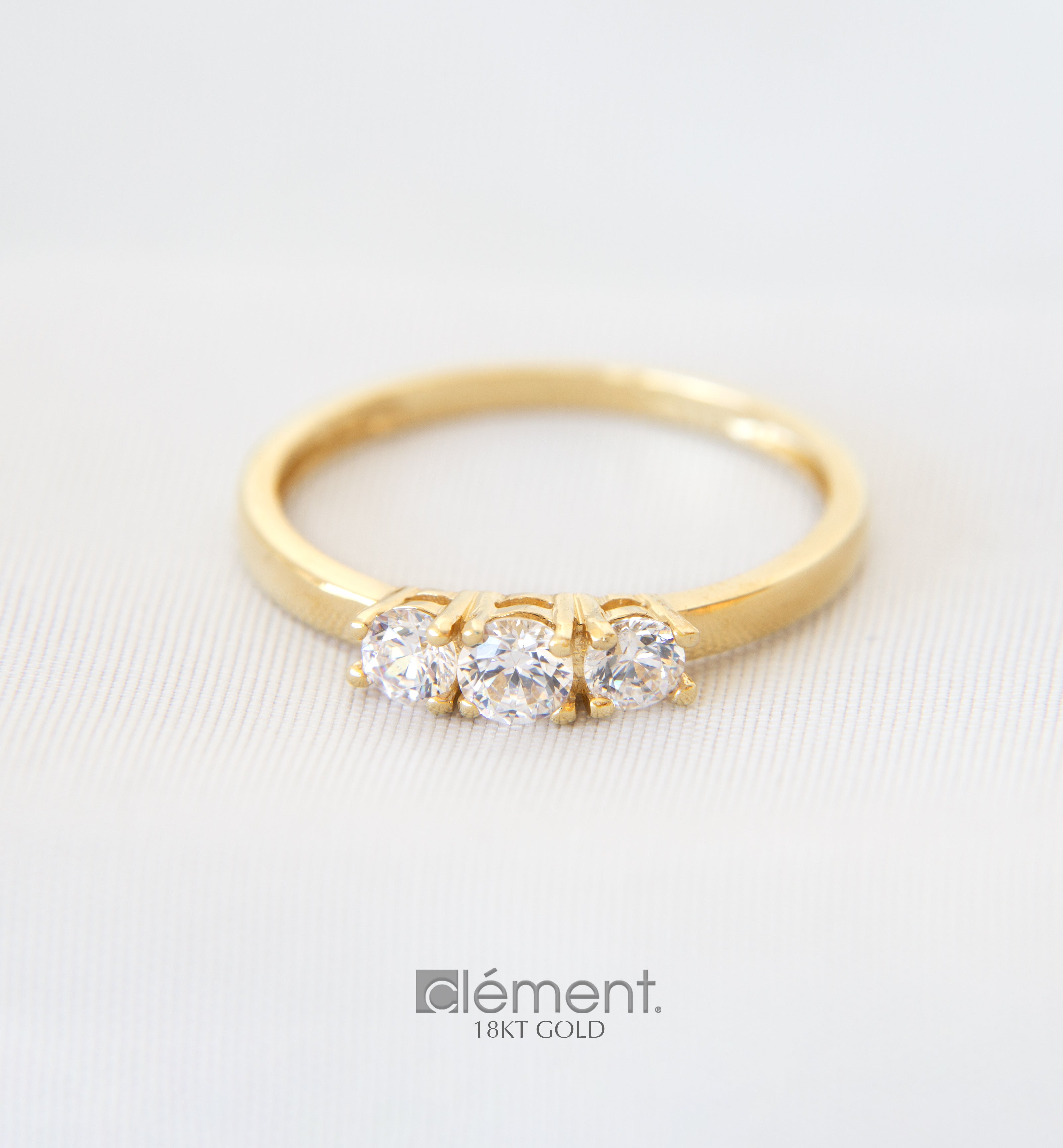 18ct Yellow Gold trilogy Ring with CZ Stones
