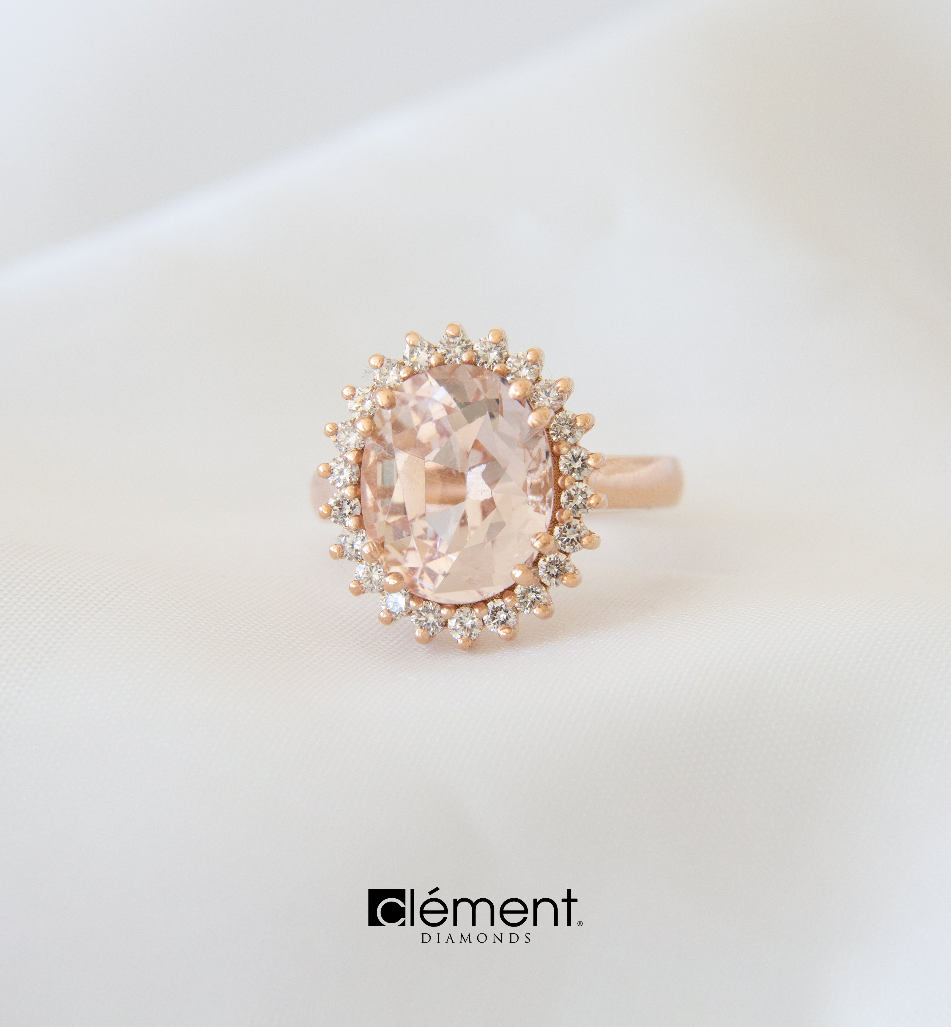 18ct Rose Gold Diamond and Morganite Ring