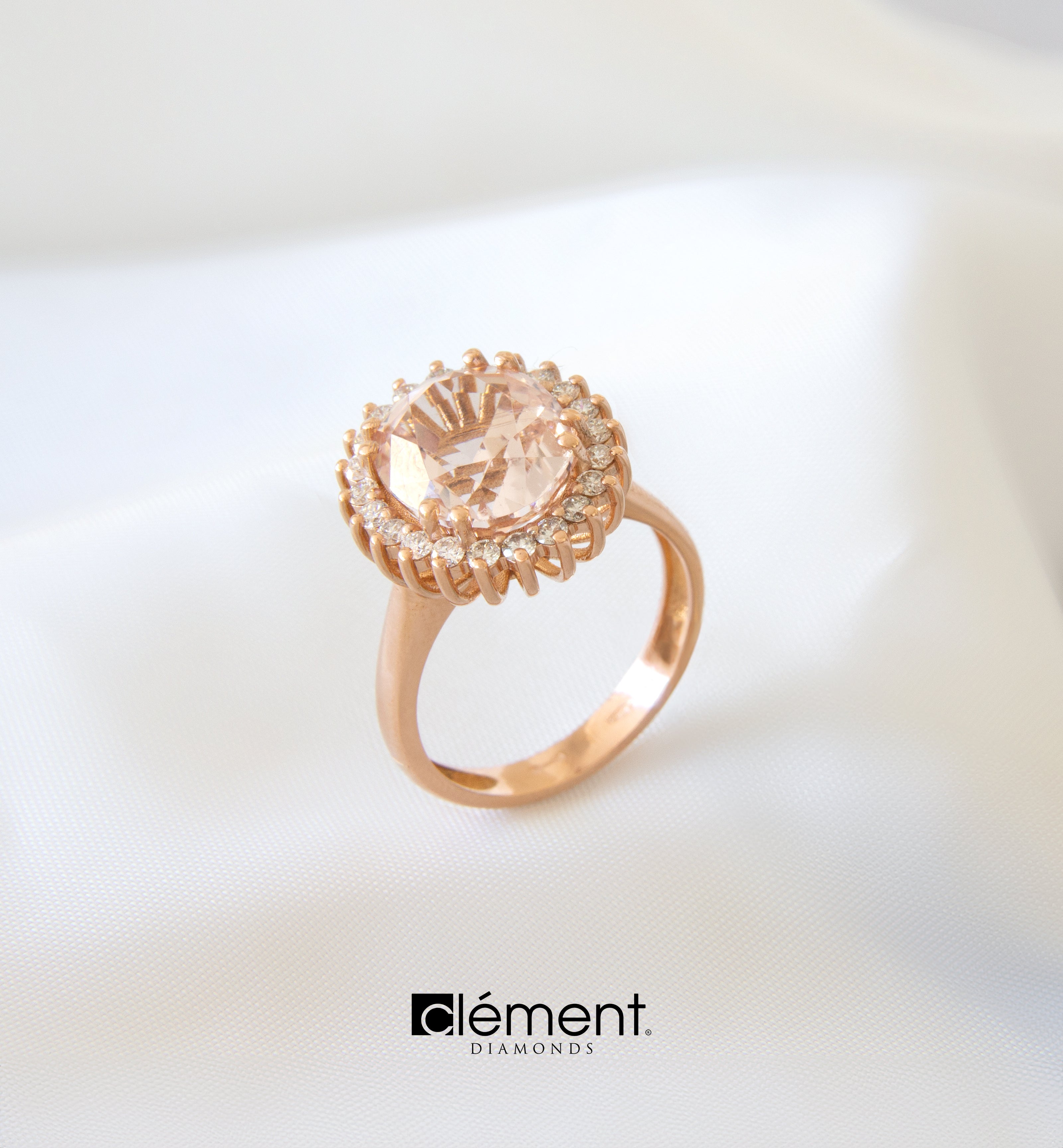 18ct Rose Gold Diamond and Morganite Ring