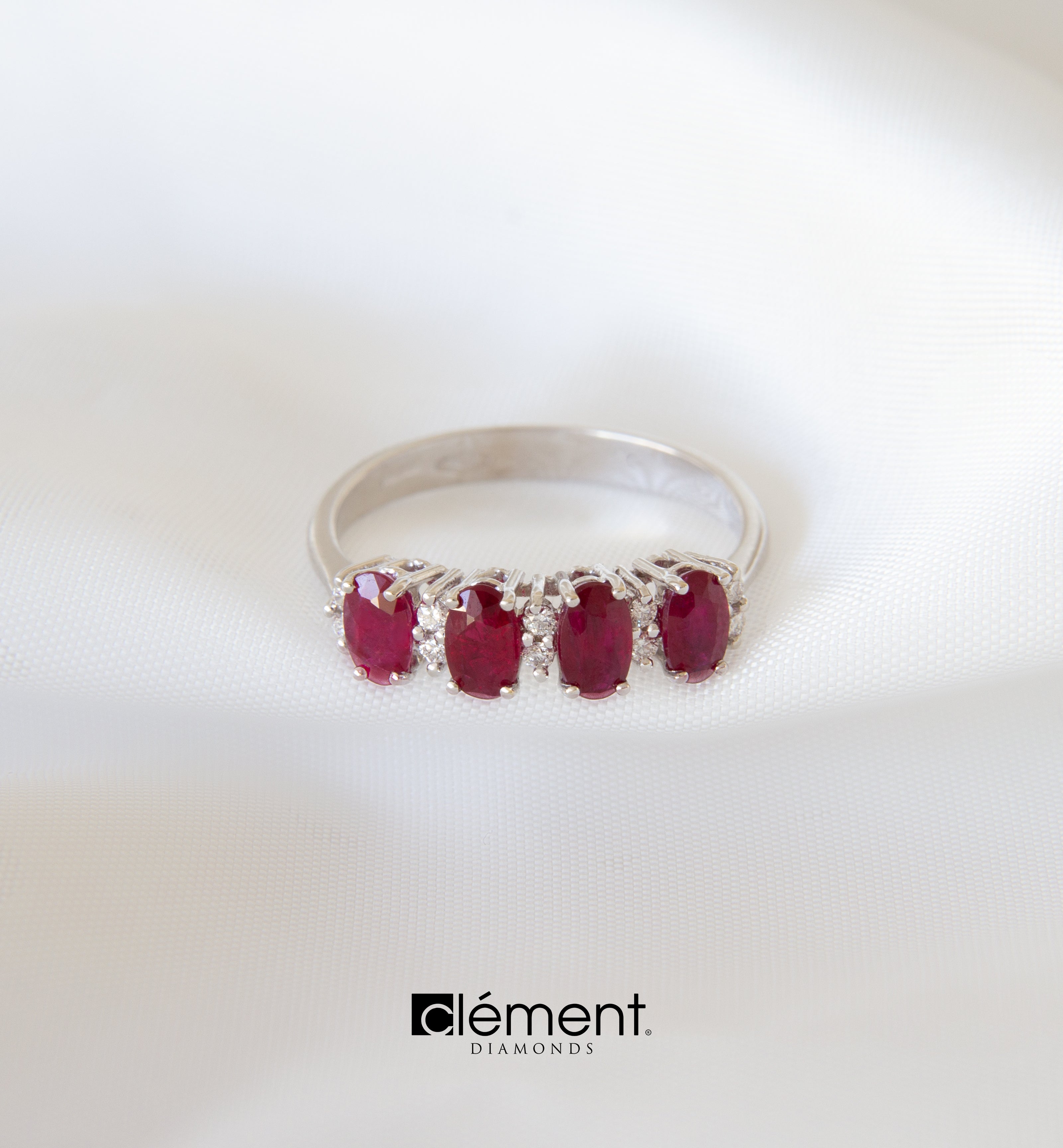 18ct White Gold Diamond and Ruby Ring