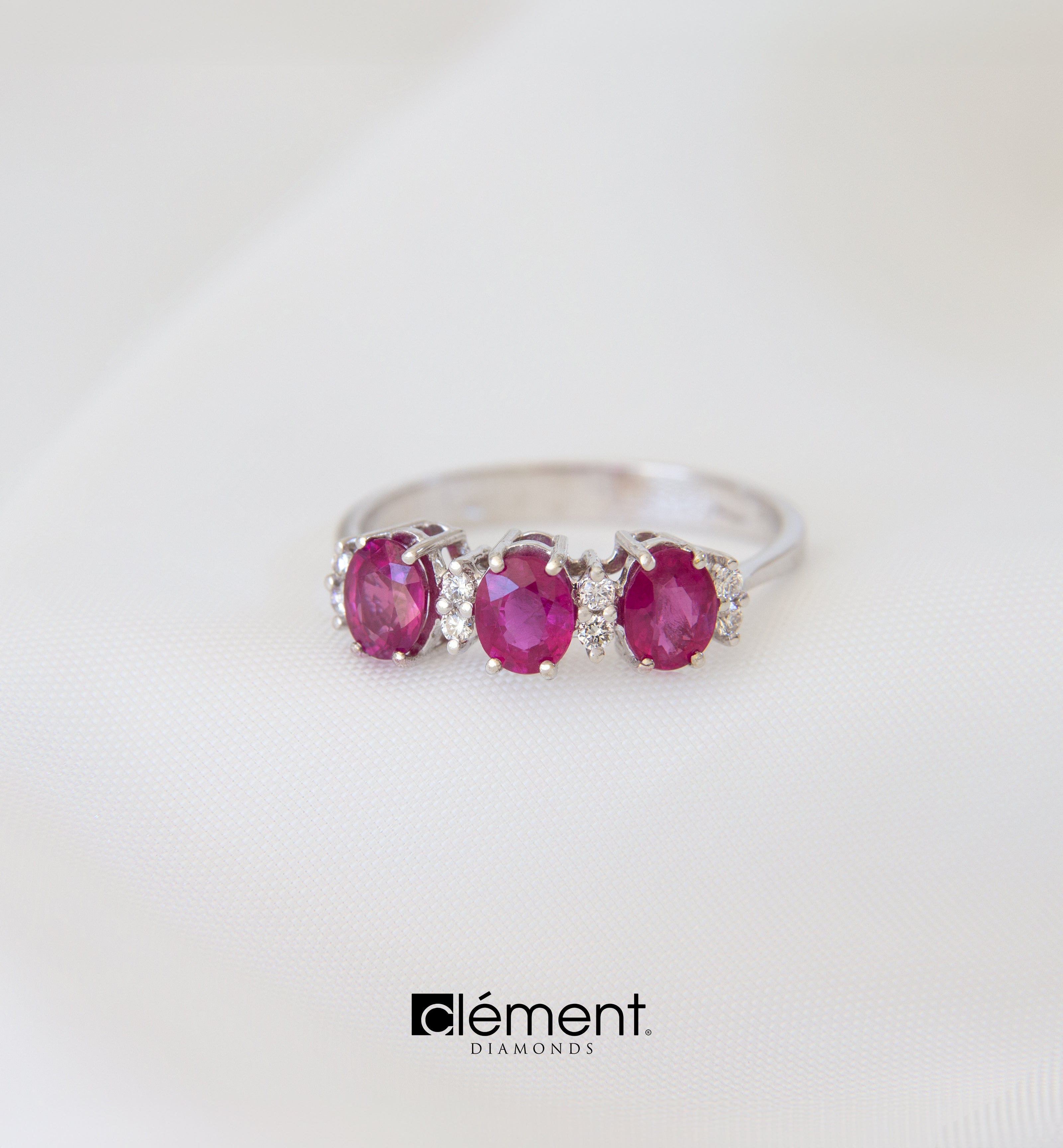 18ct White Gold Diamond and Ruby Ring