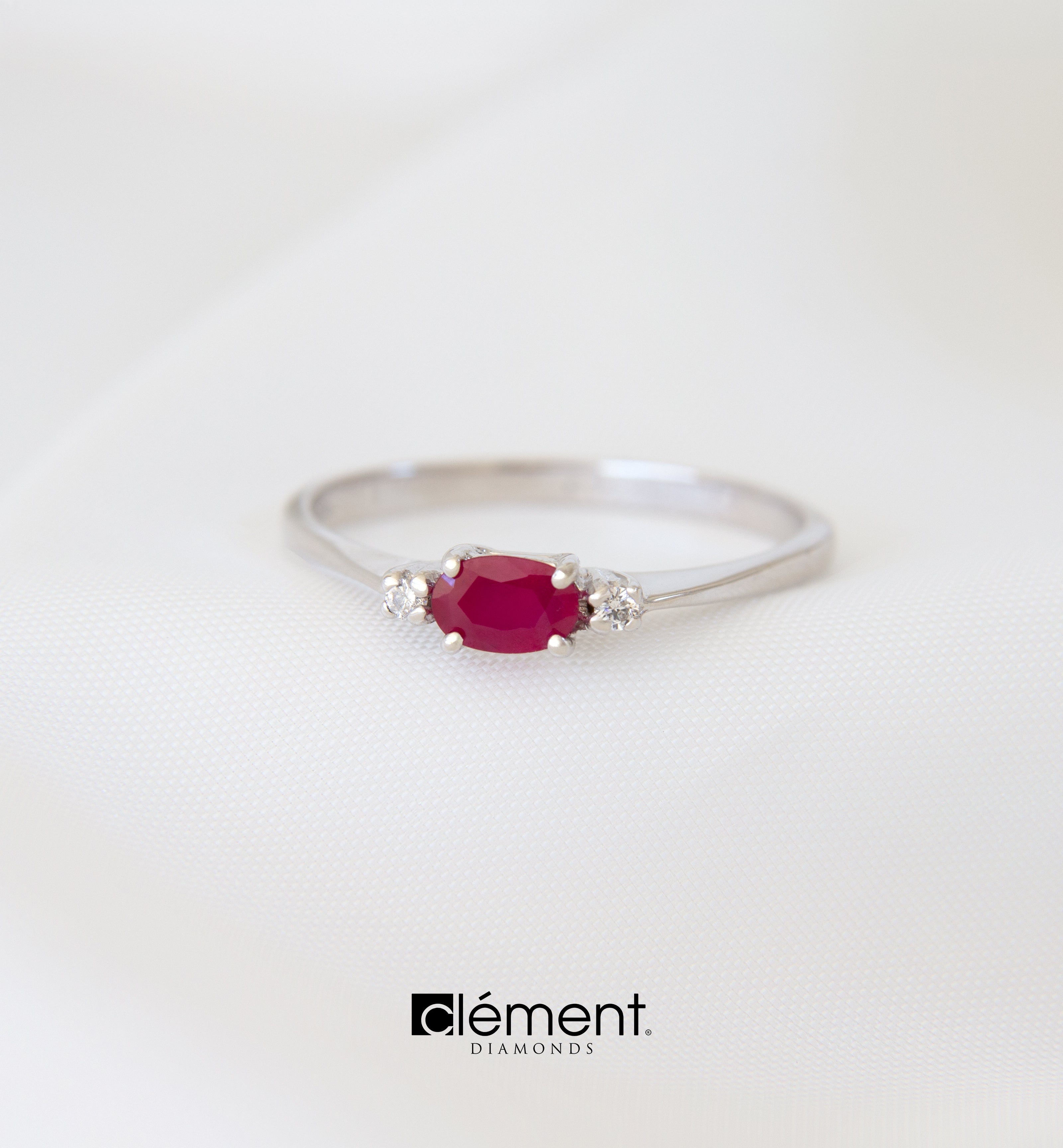 18ct White Gold Diamond and Ruby Ring