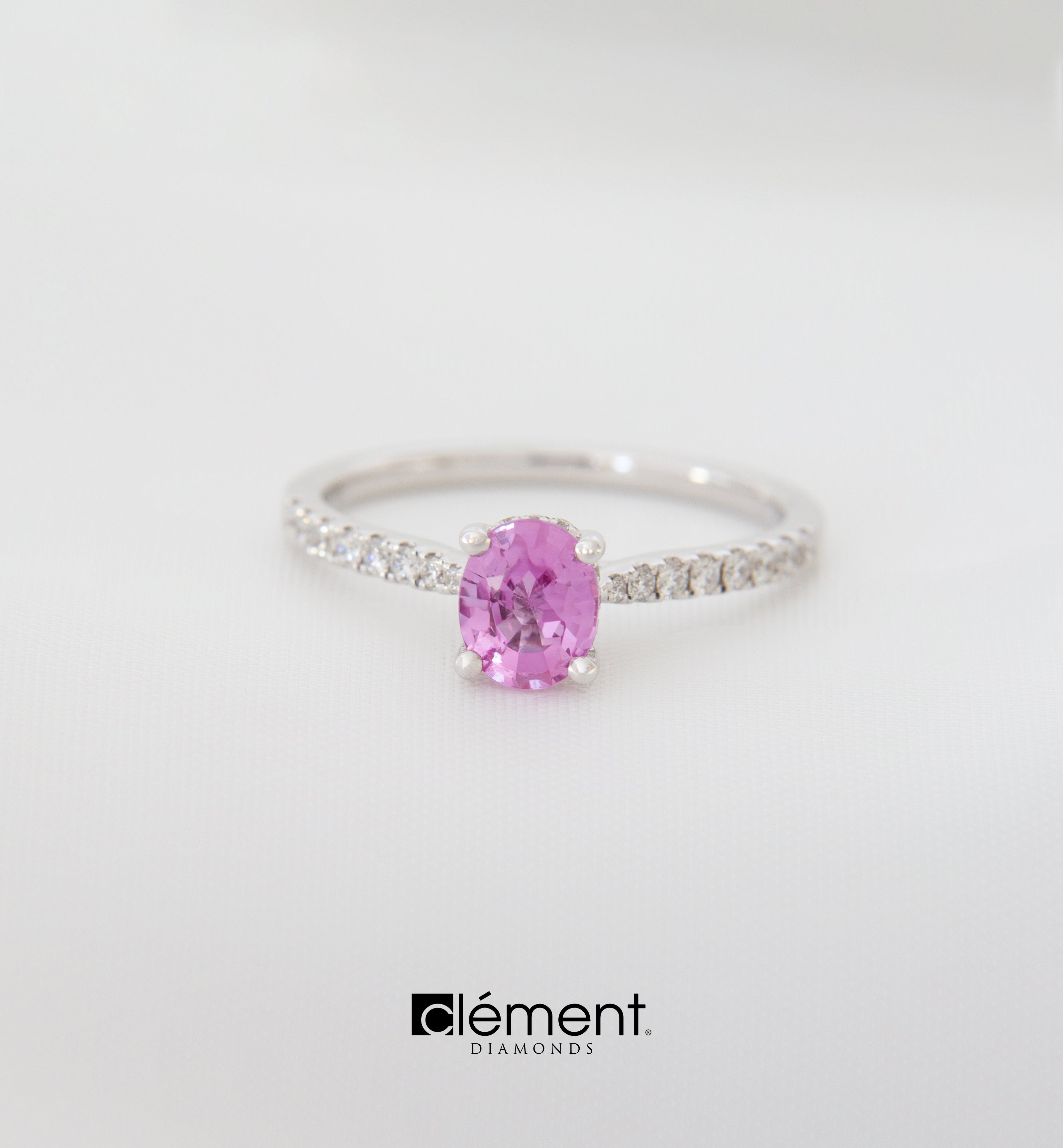 18ct White Gold Pink Sapphire and Diamond Ring