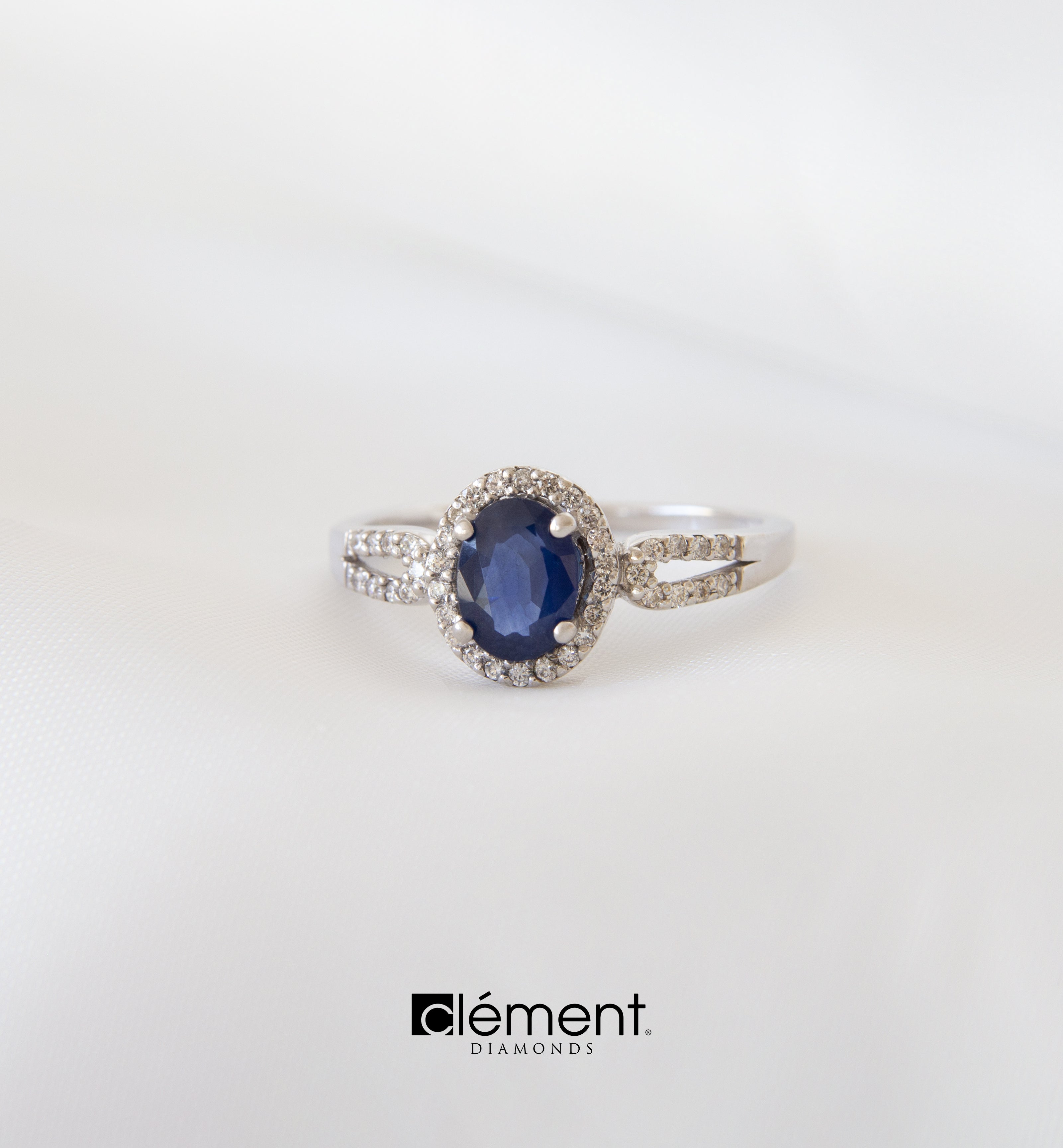 18ct White Gold Blue Sapphire and Diamond Ring