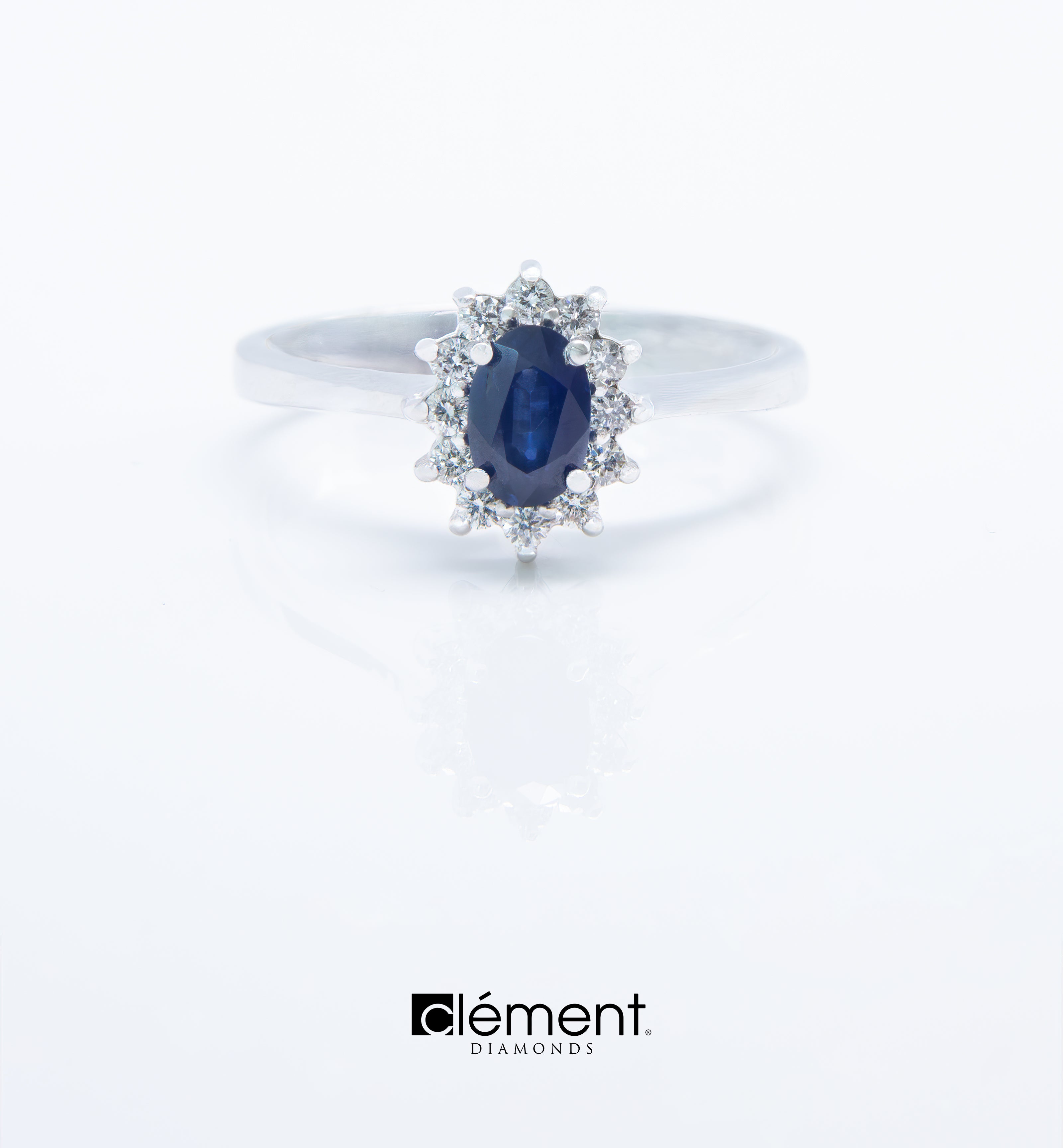 18ct White Gold Blue Sapphire & Diamonds