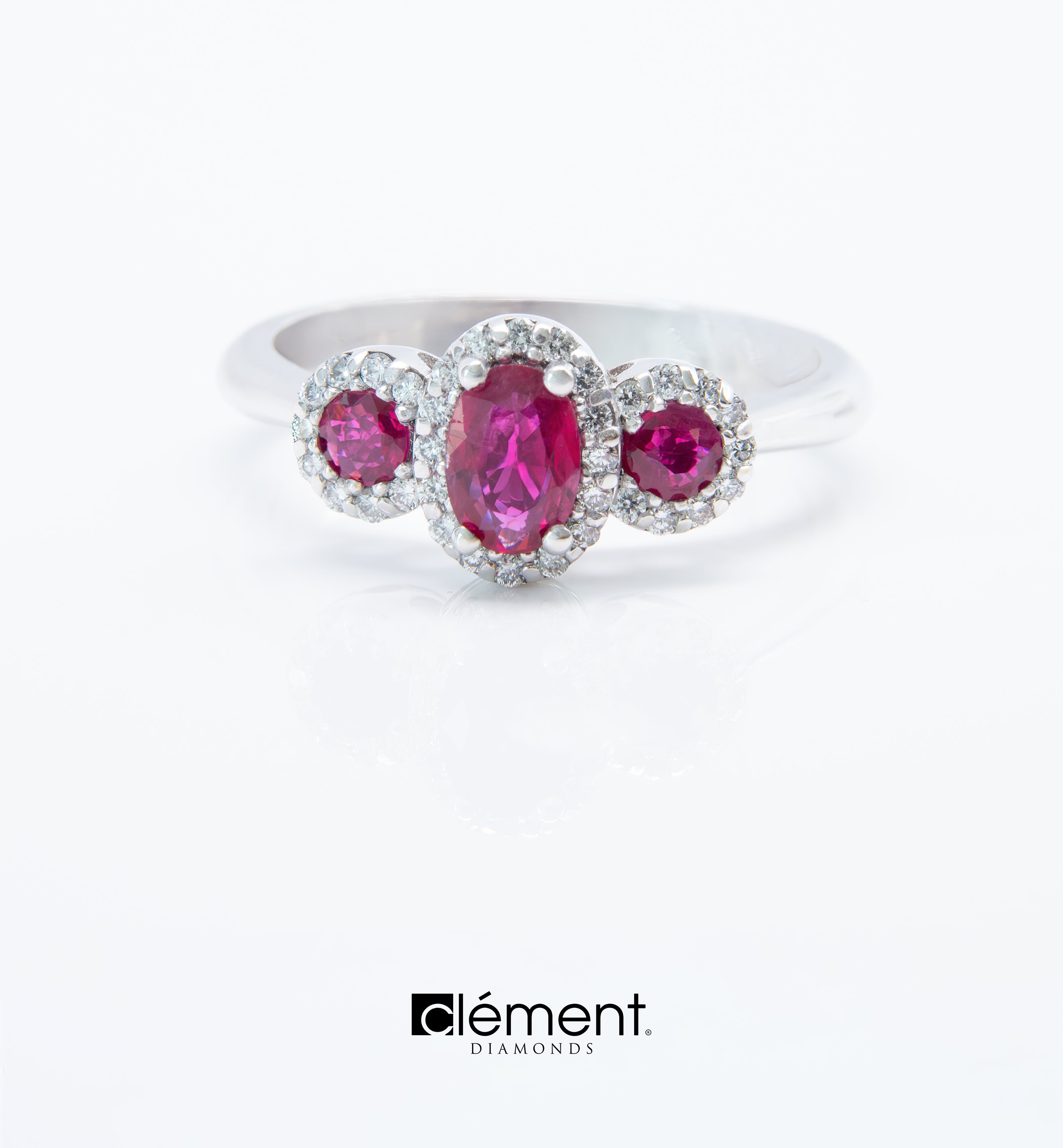 18ct White Gold Diamond and Ruby Ring