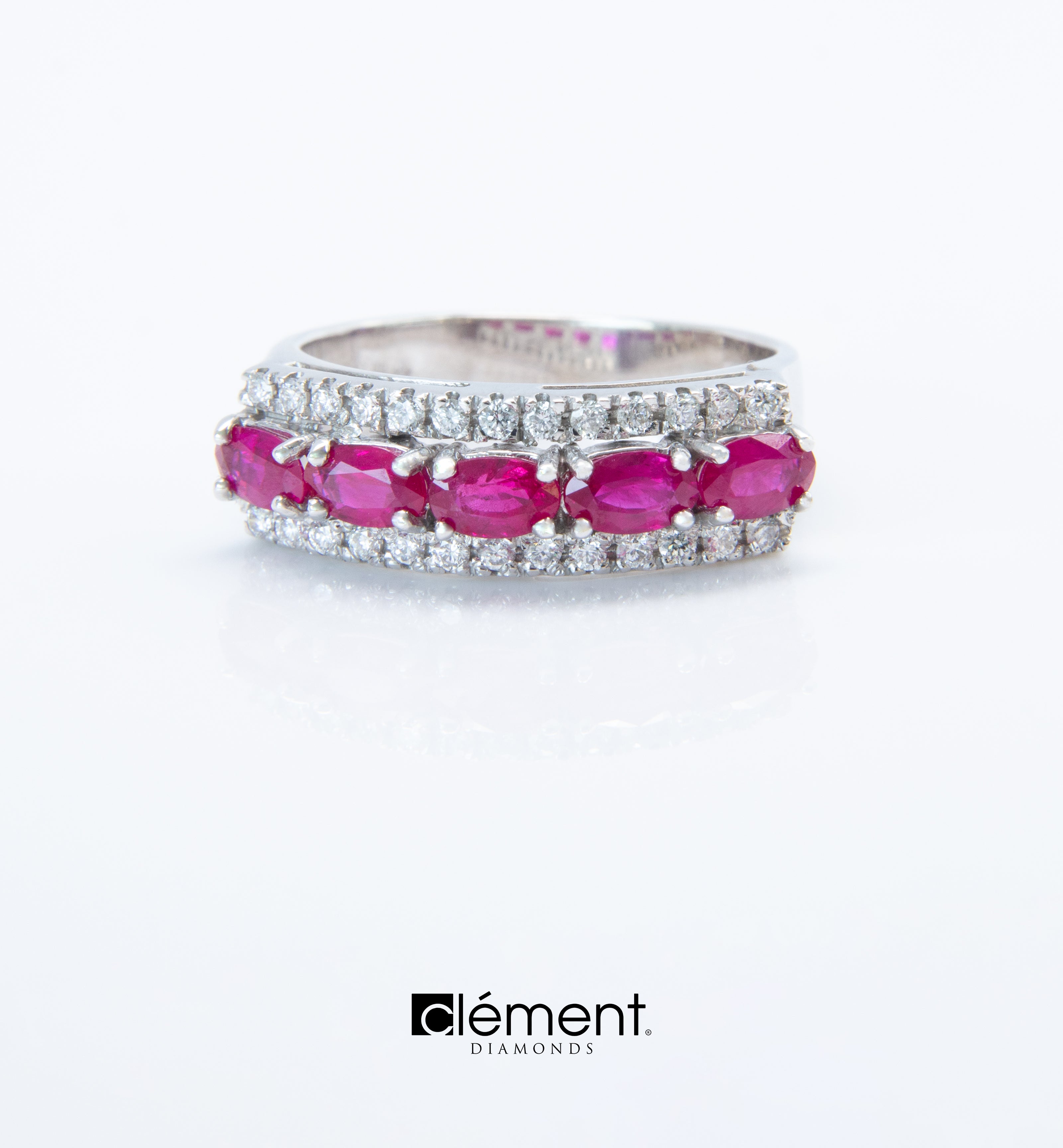18ct White Gold Diamond and Ruby Ring