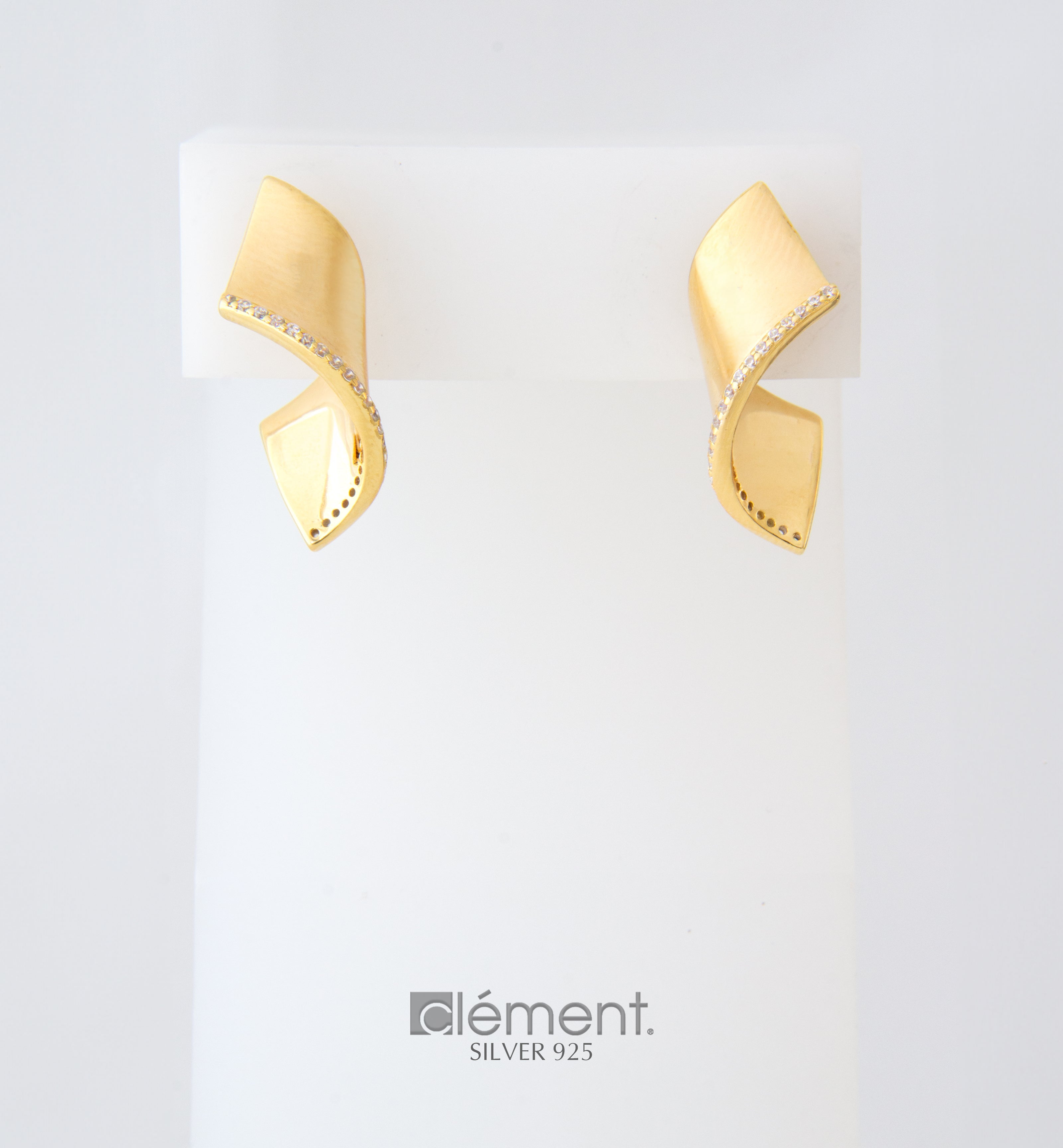 Silver 925 Spiral Design Earrings with CZ Stones