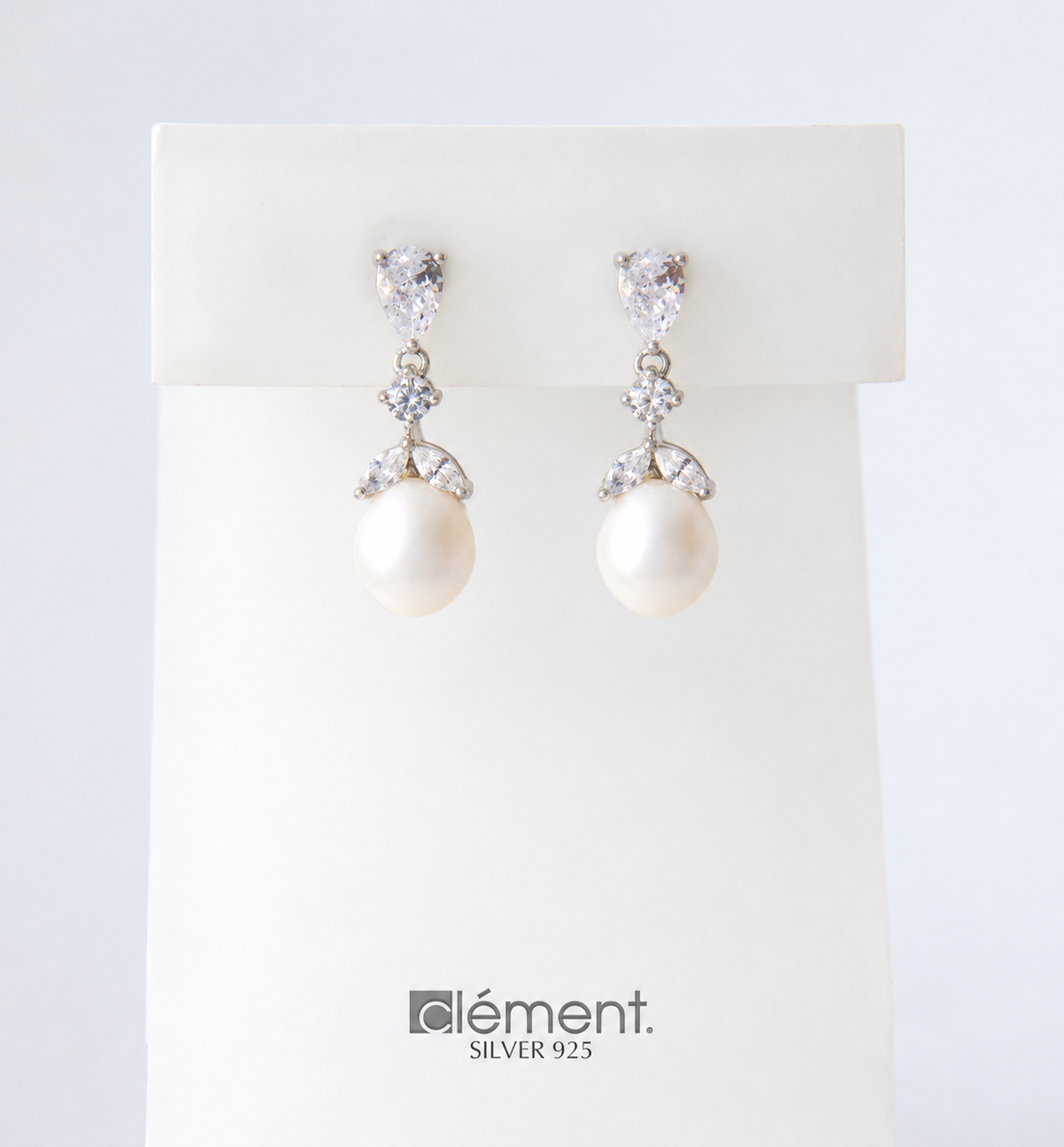 Silver 925 Earrings with Pearl and CZ Stones