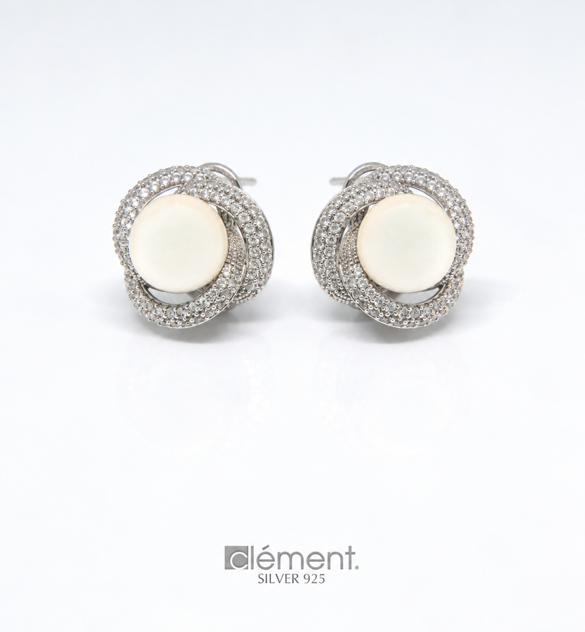 Silver 925 Earrings with Pearl and CZ Stones
