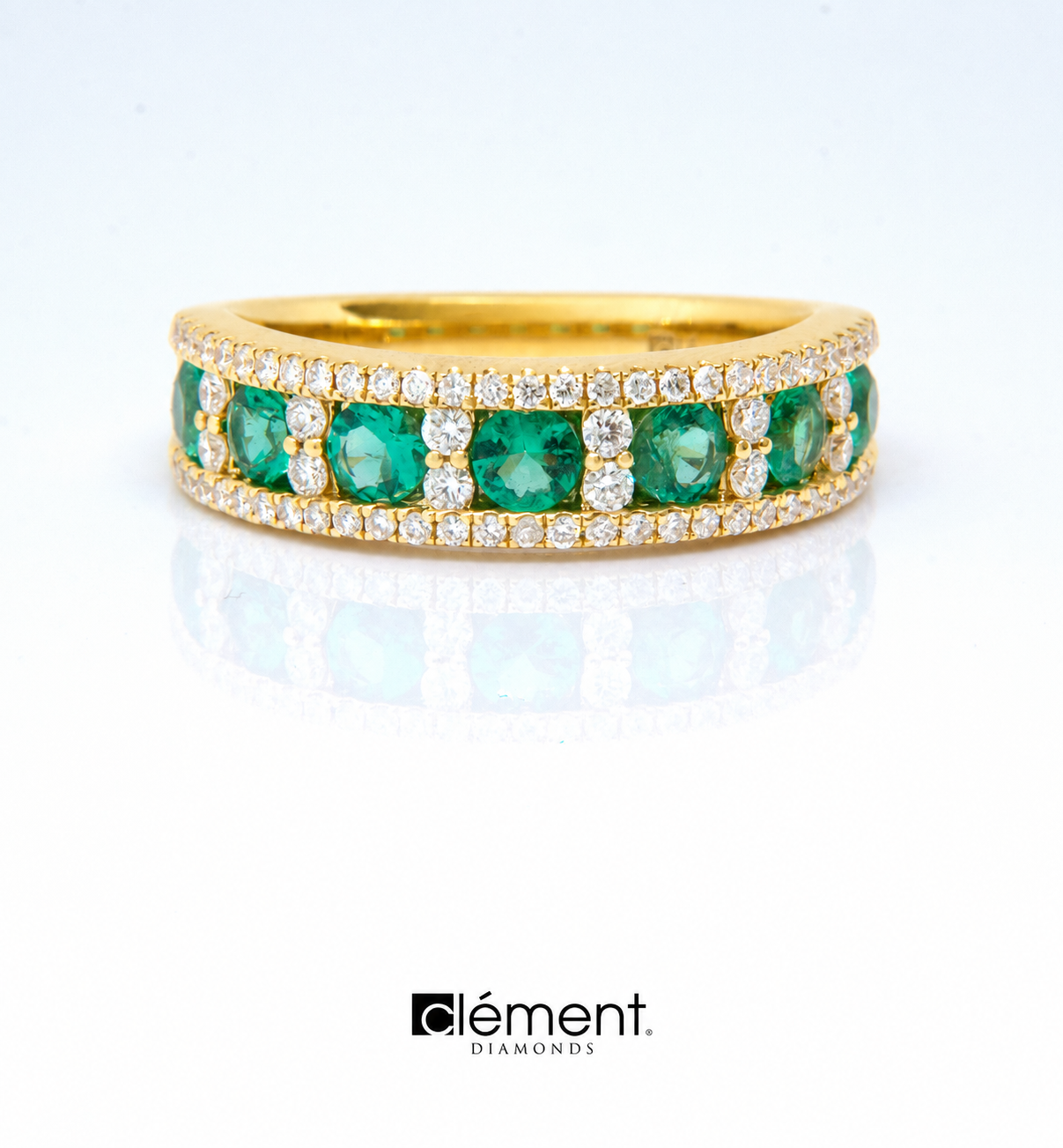 18ct Yellow Gold Diamond and Emerald Ring