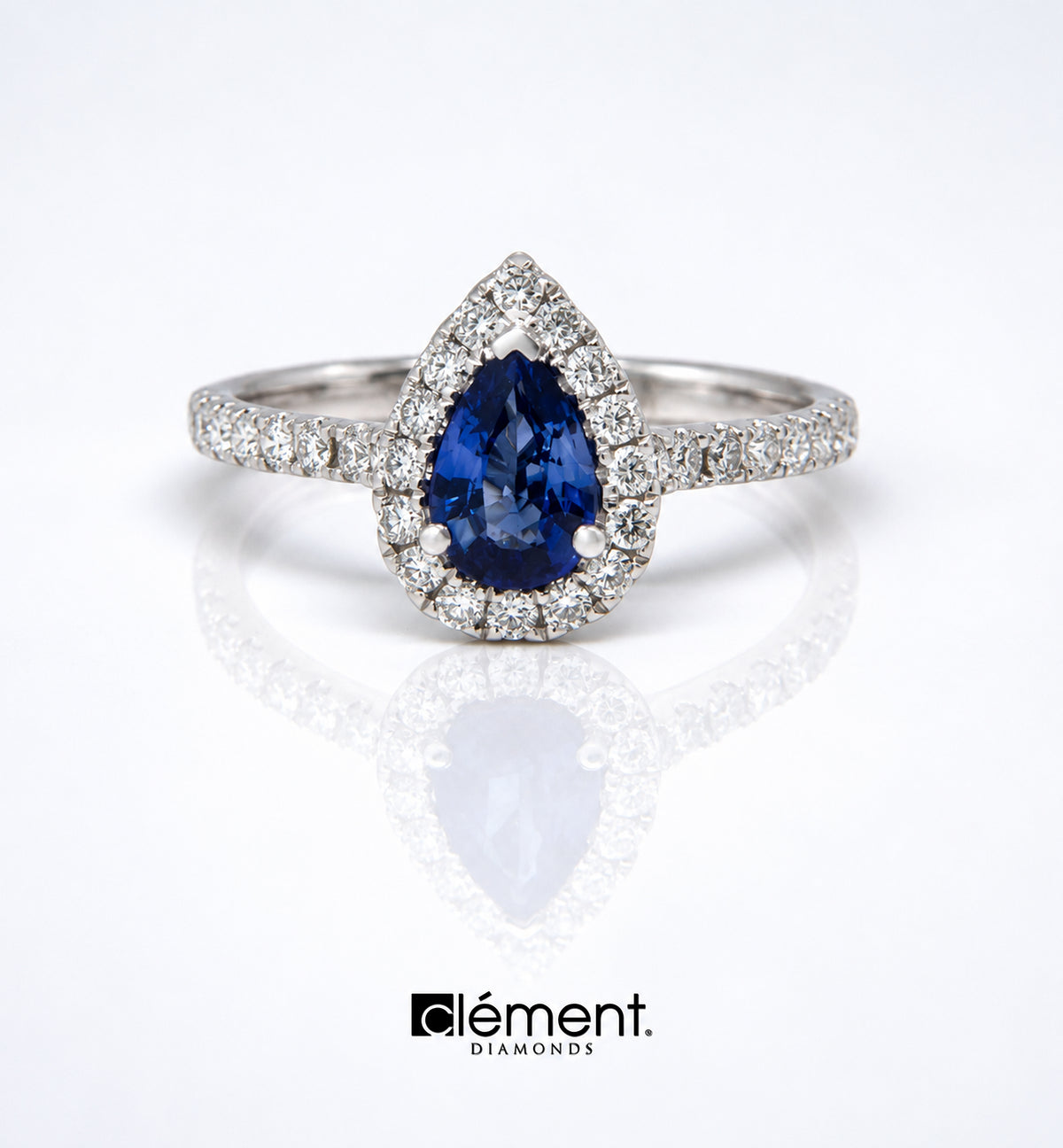 18ct White Gold Diamond and Blue Sapphire Ring