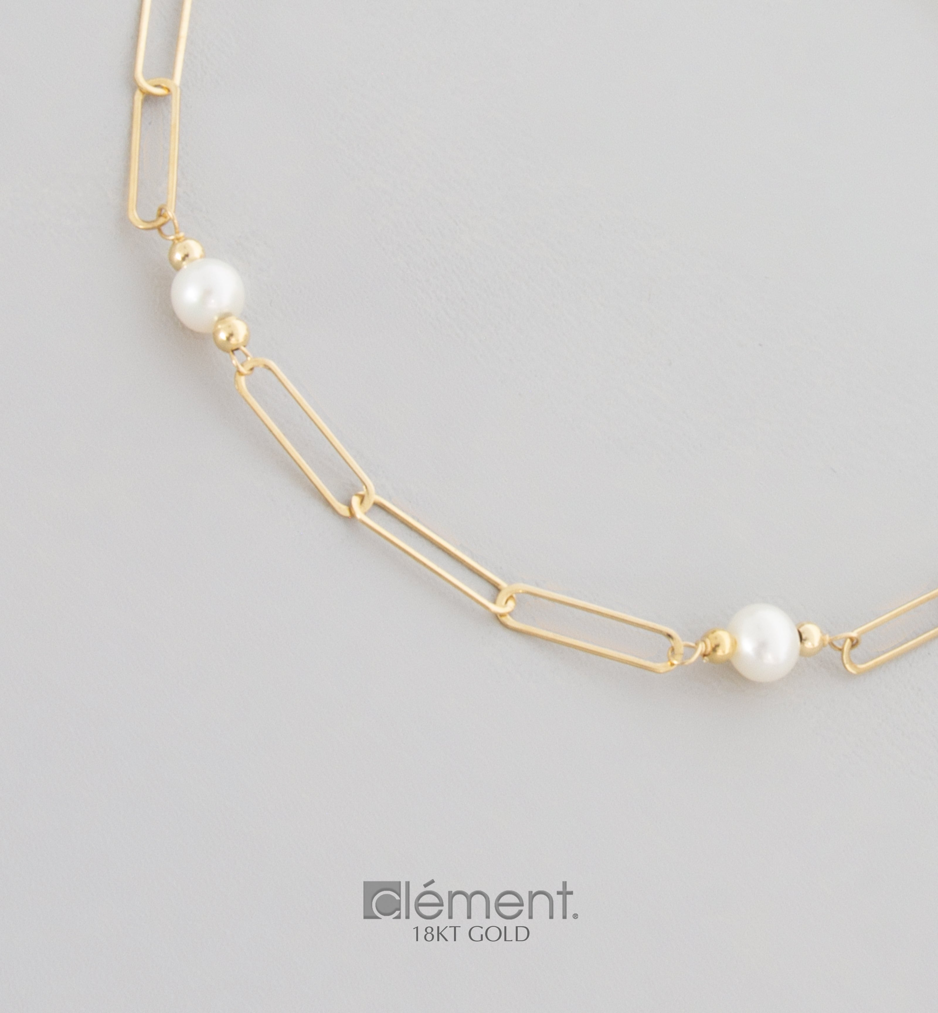 18ct Yellow Gold Link Bracelet with FW Cultured Pearls