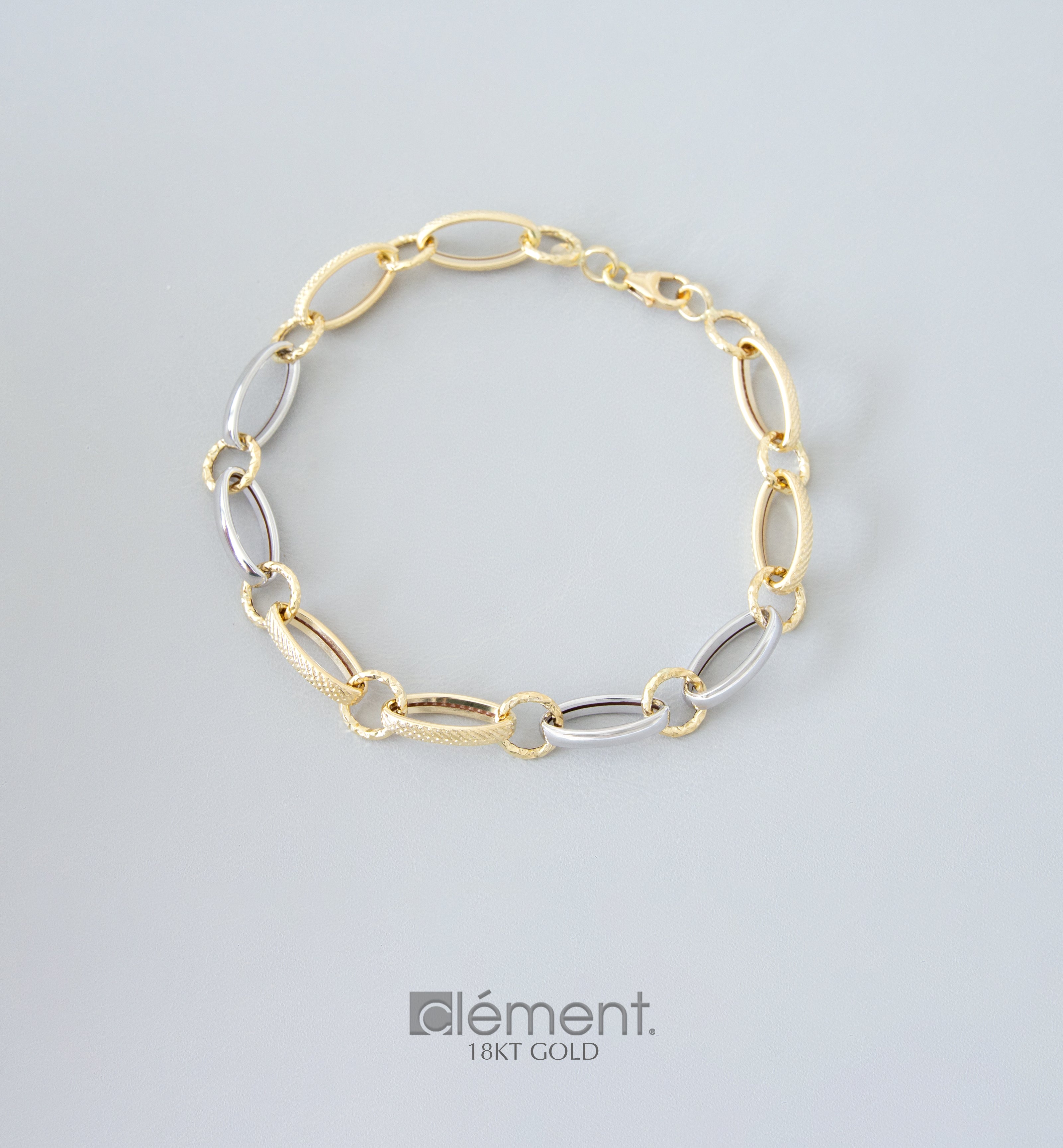 18ct Gold Two-Tone Link Design Bracelet