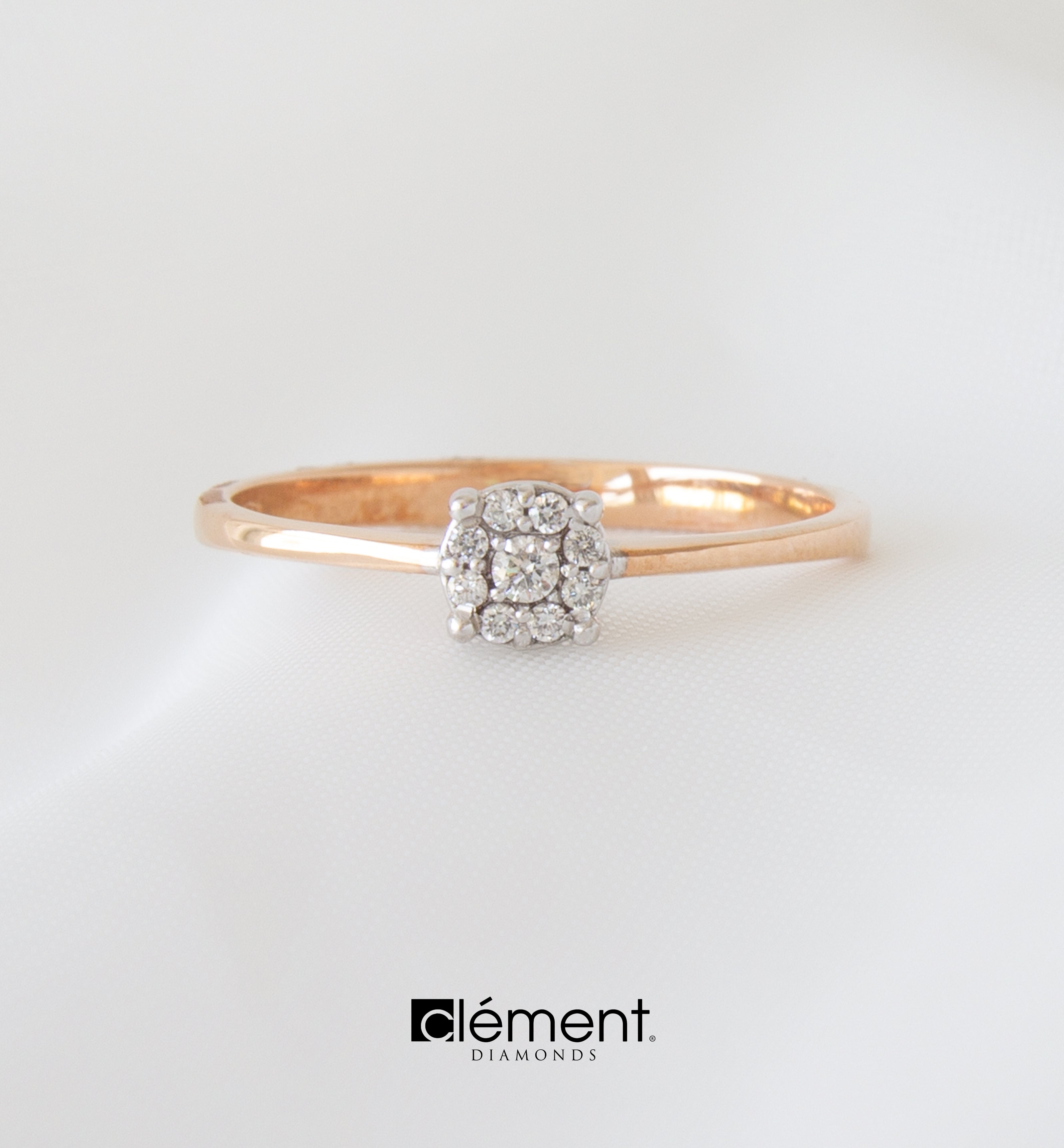 18ct Gold Two-Tone Cluster of Diamond Ring