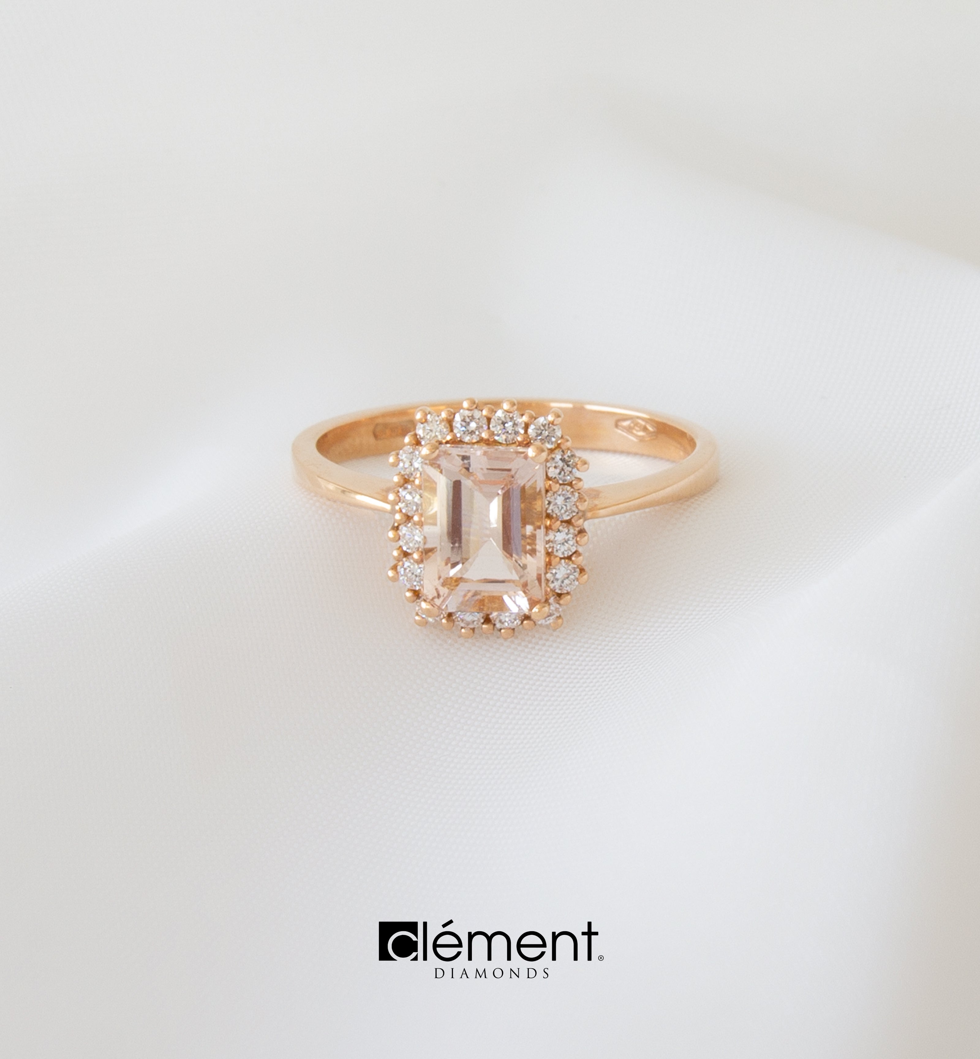 18ct Rose Gold Diamond & Morganite Ring