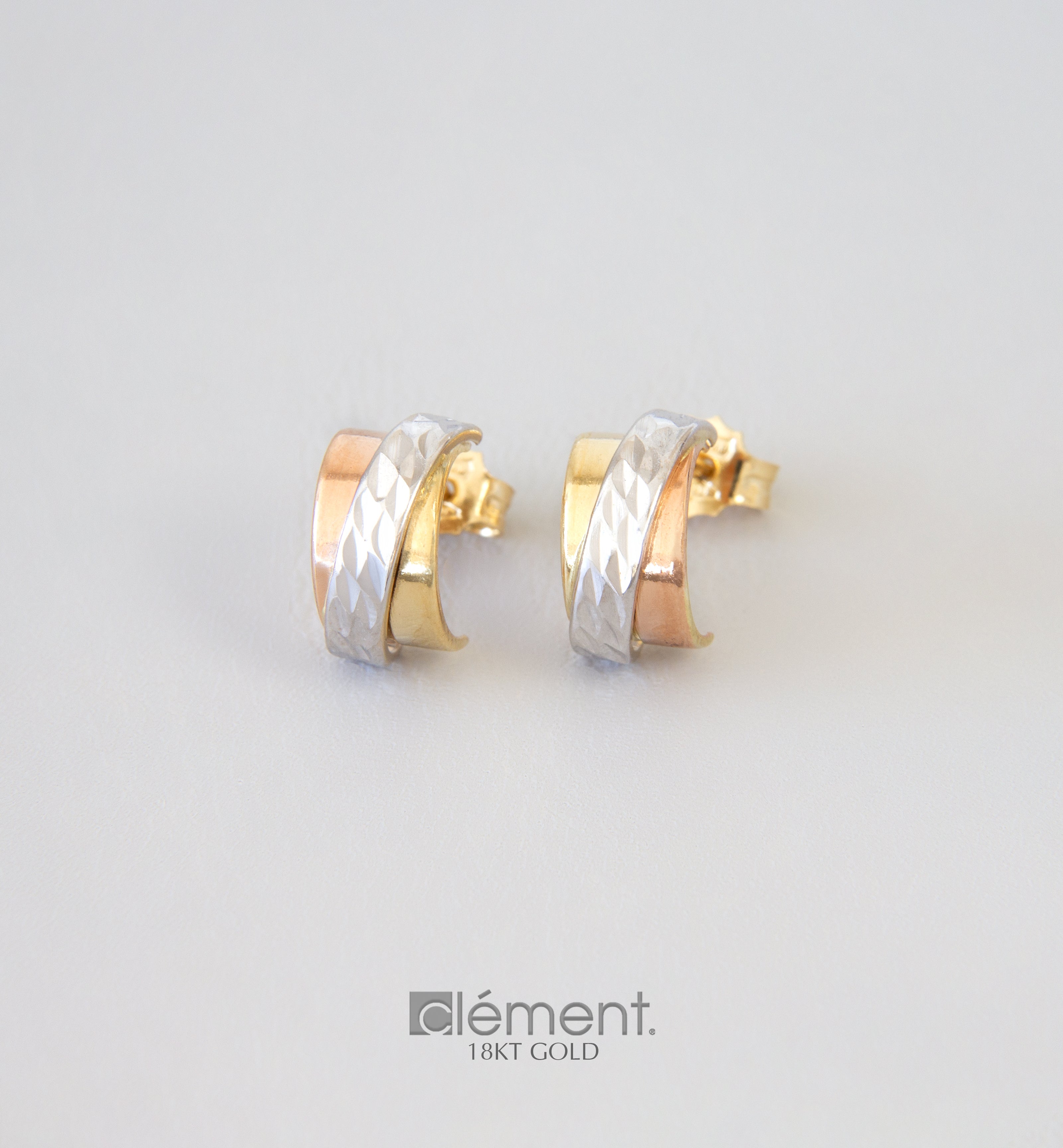 18ct Yellow Gold 3-Colour Earrings