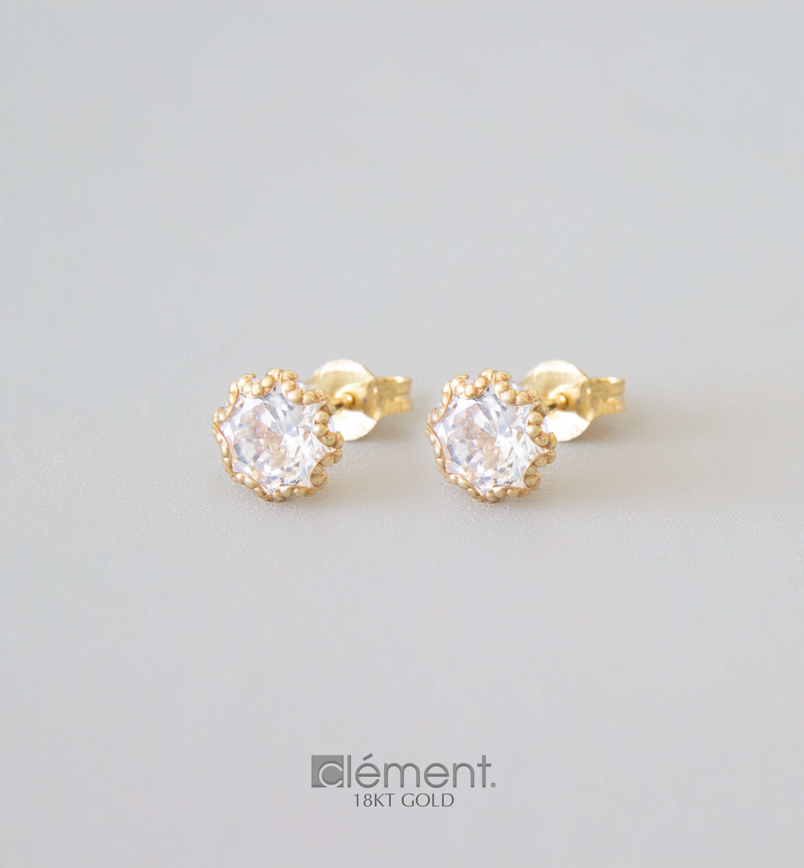 18ct Yellow Gold Solitaire Earrings with CZ Stones