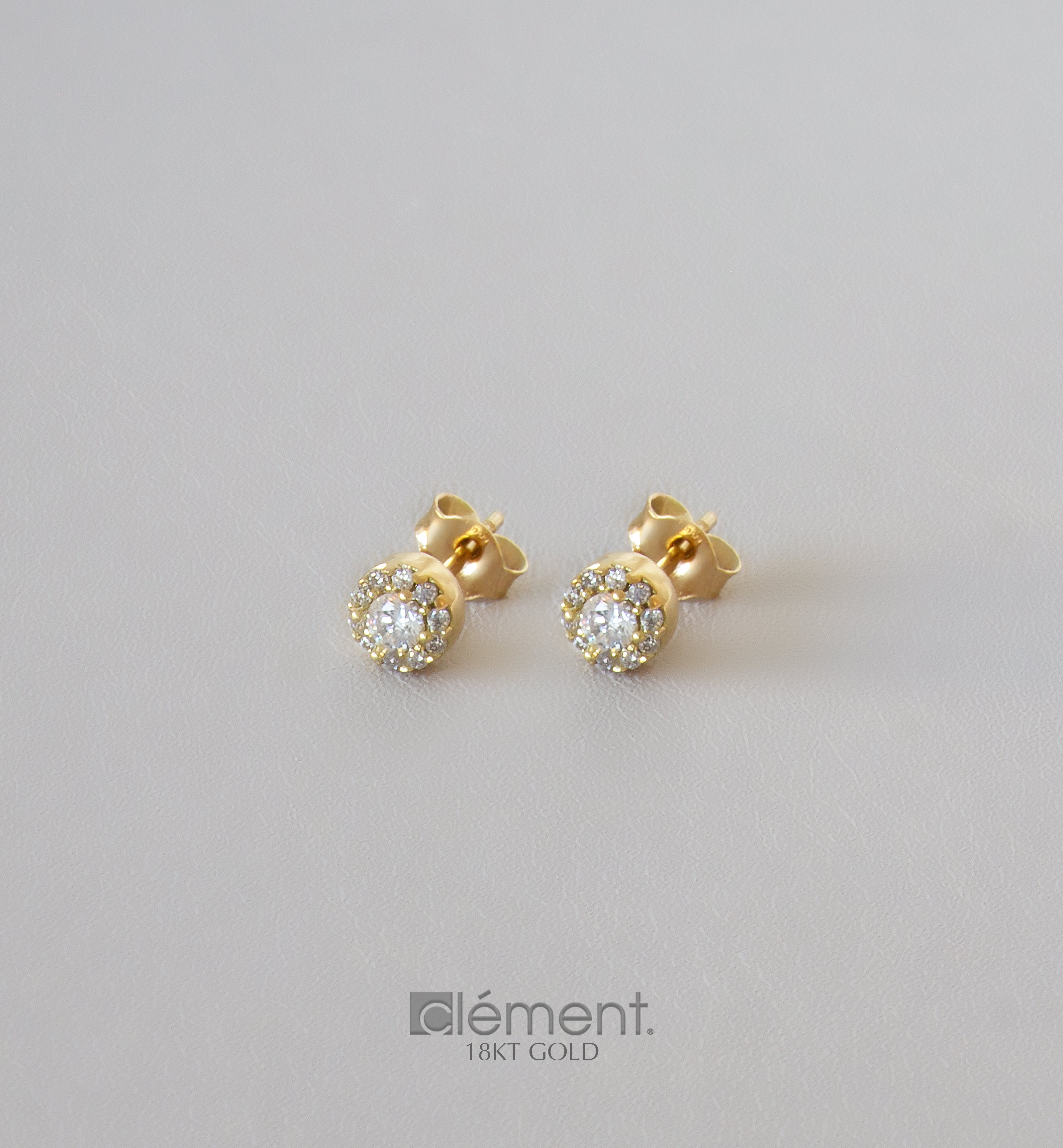 18ct Gold Solitaire Earrings with CZ Stones