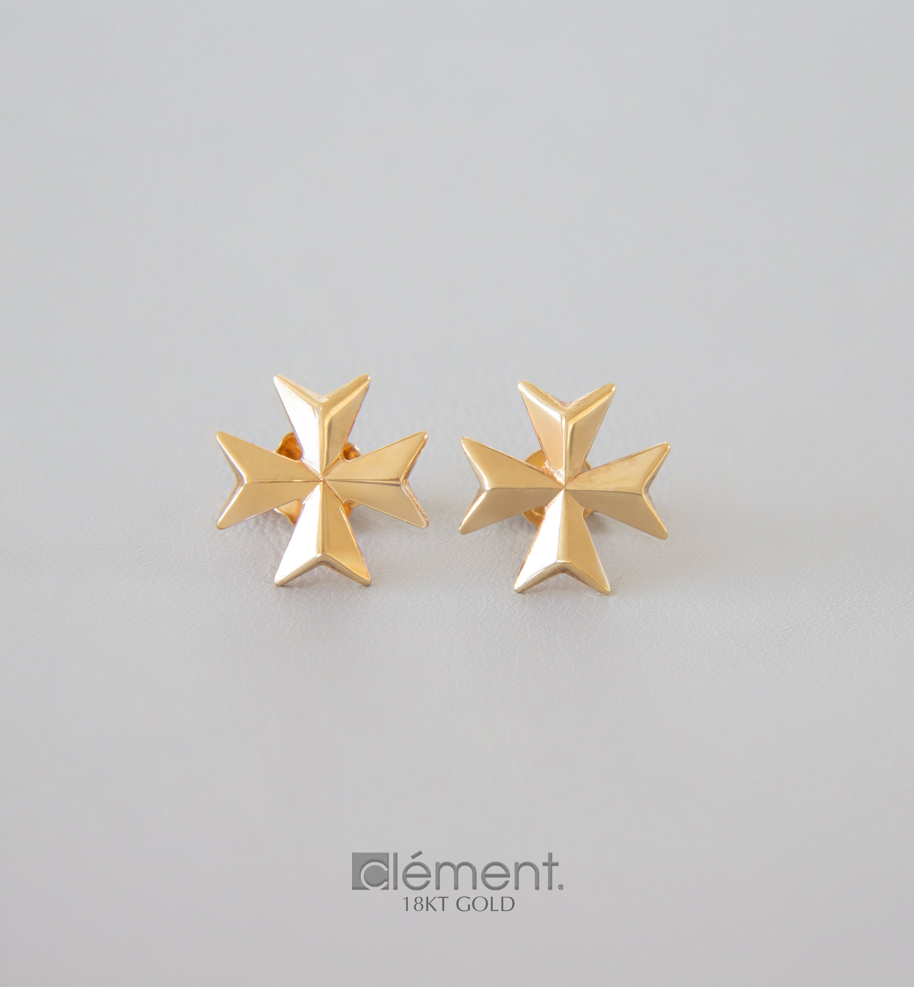 18ct Yellow Gold Maltese Cross Earrings