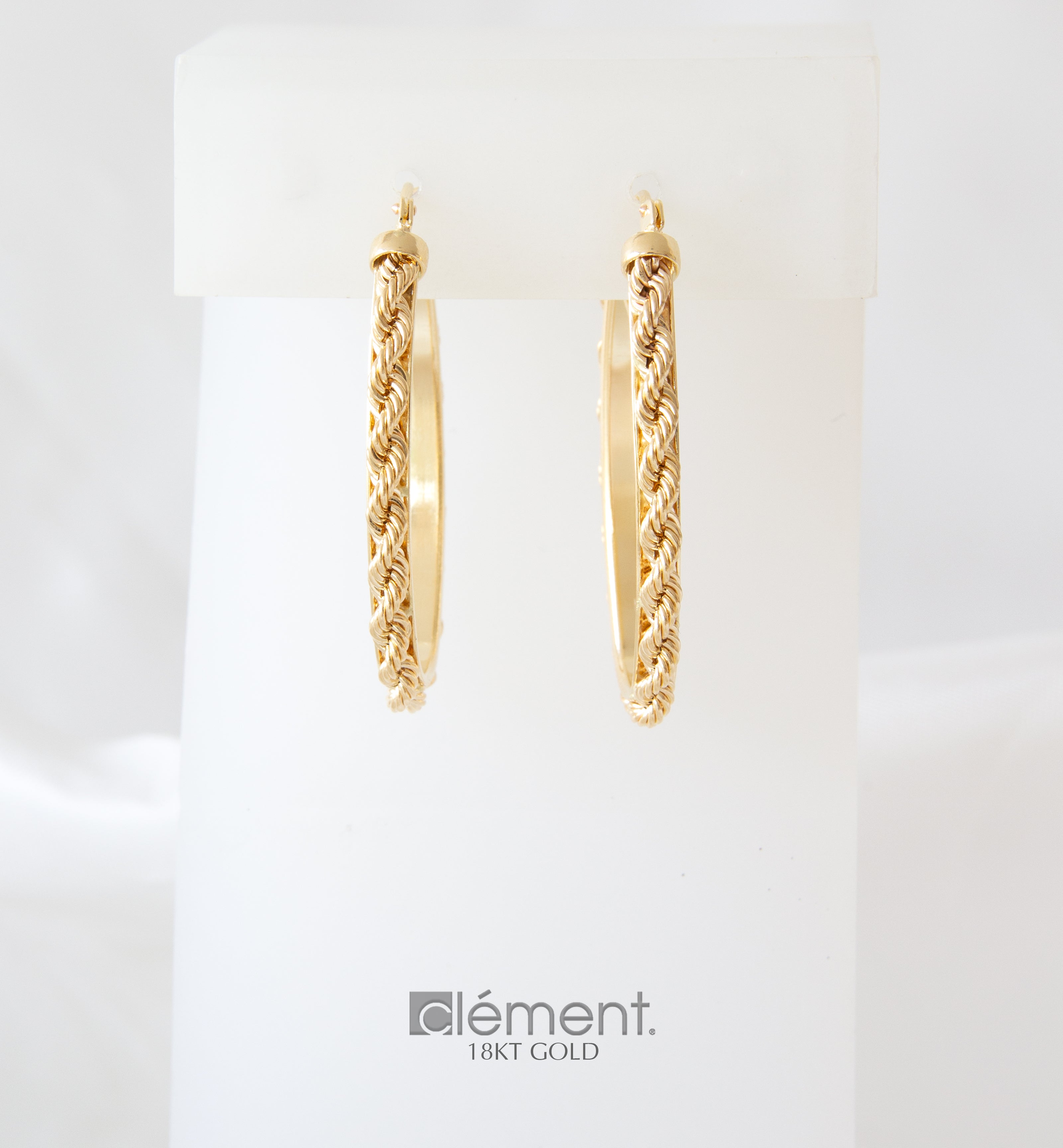 18ct Yellow Gold Rope Design Hoop Earrings