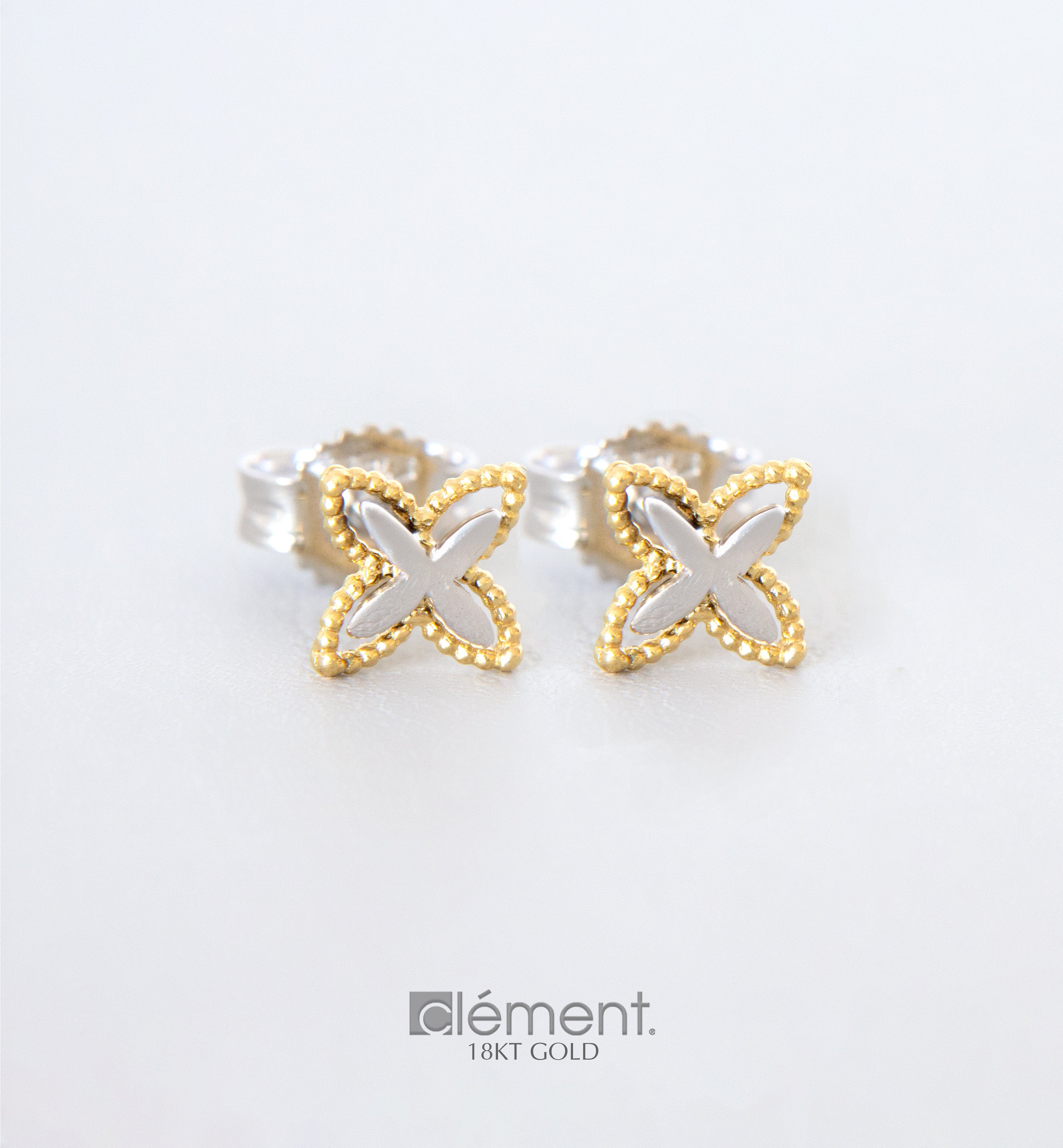 18ct Gold Two-Tone Earrings