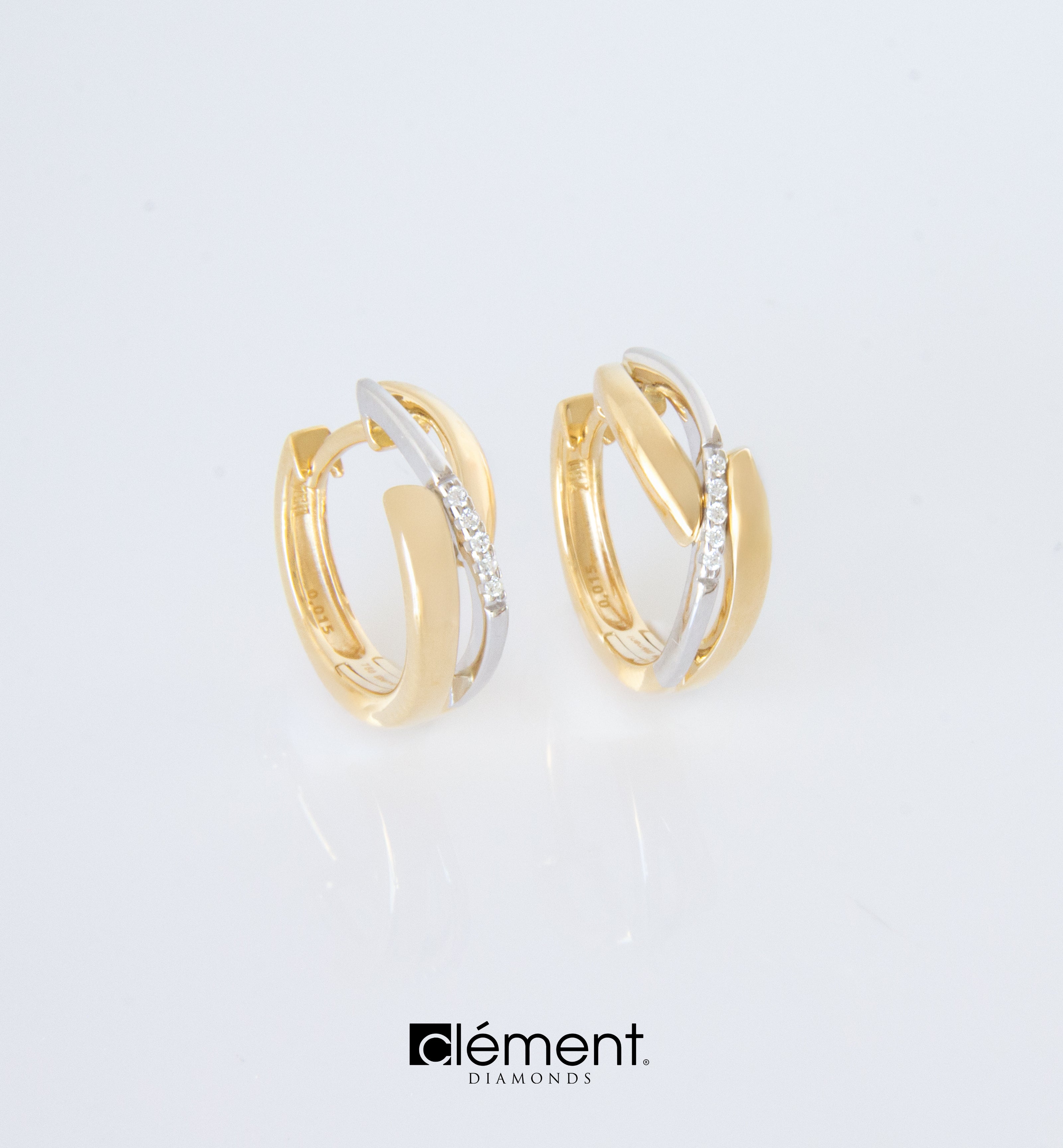 18ct Gold Two-Tone Diamond Hoop Earrings