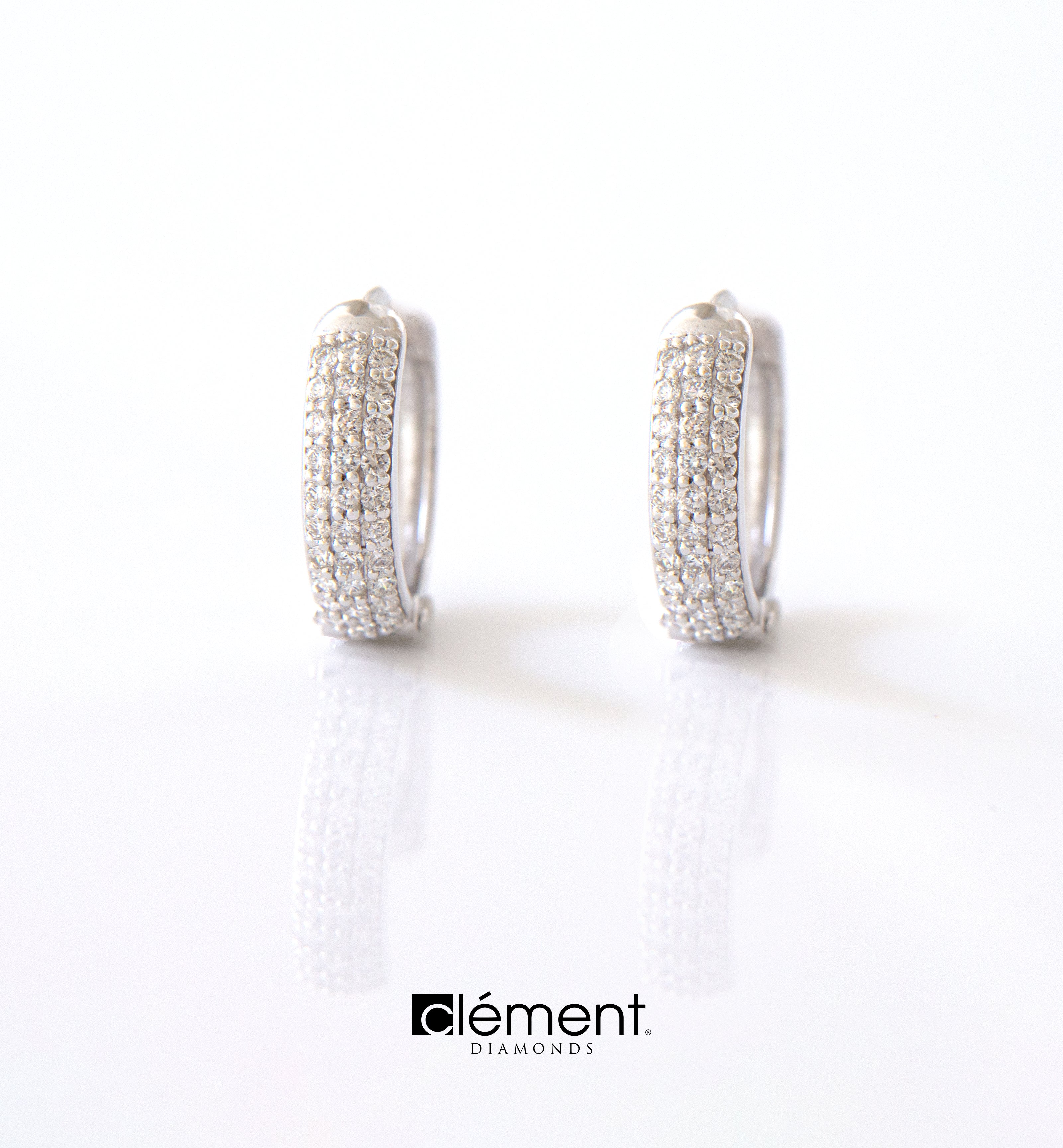 18ct White Gold Natural Diamond Hoop Earrings