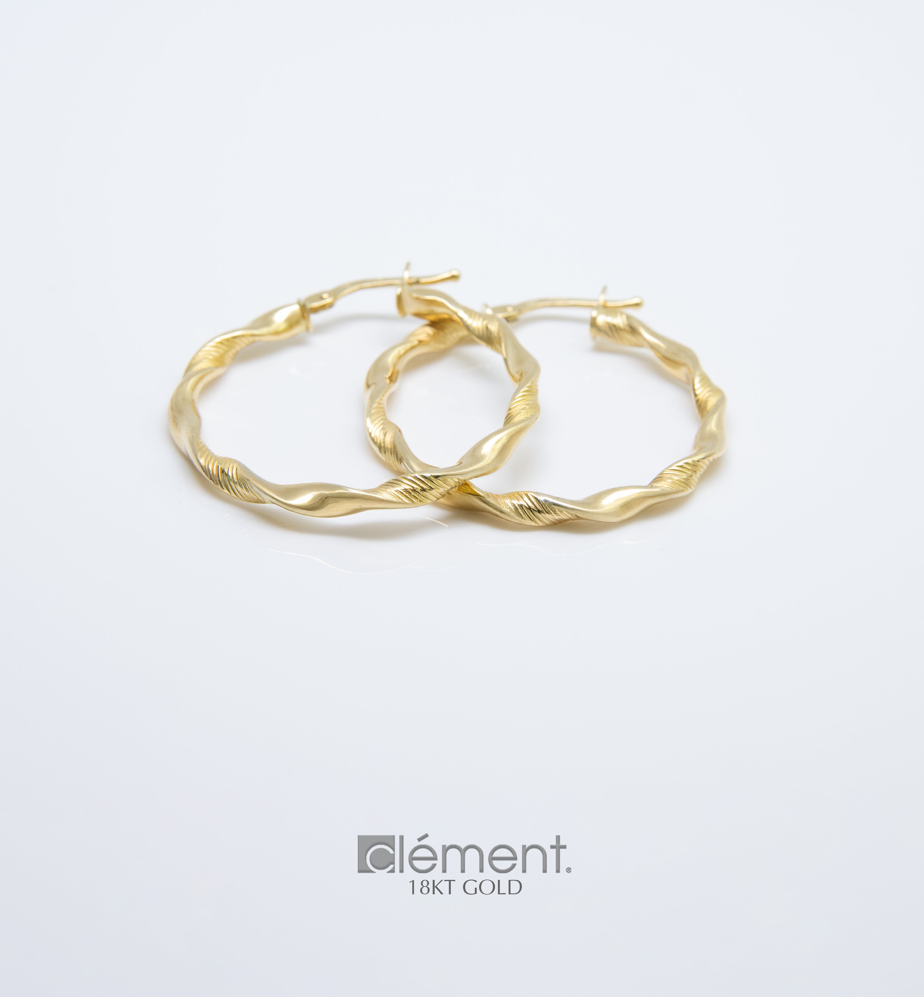 18ct Yellow Gold Spiral Design Hoop Earrings