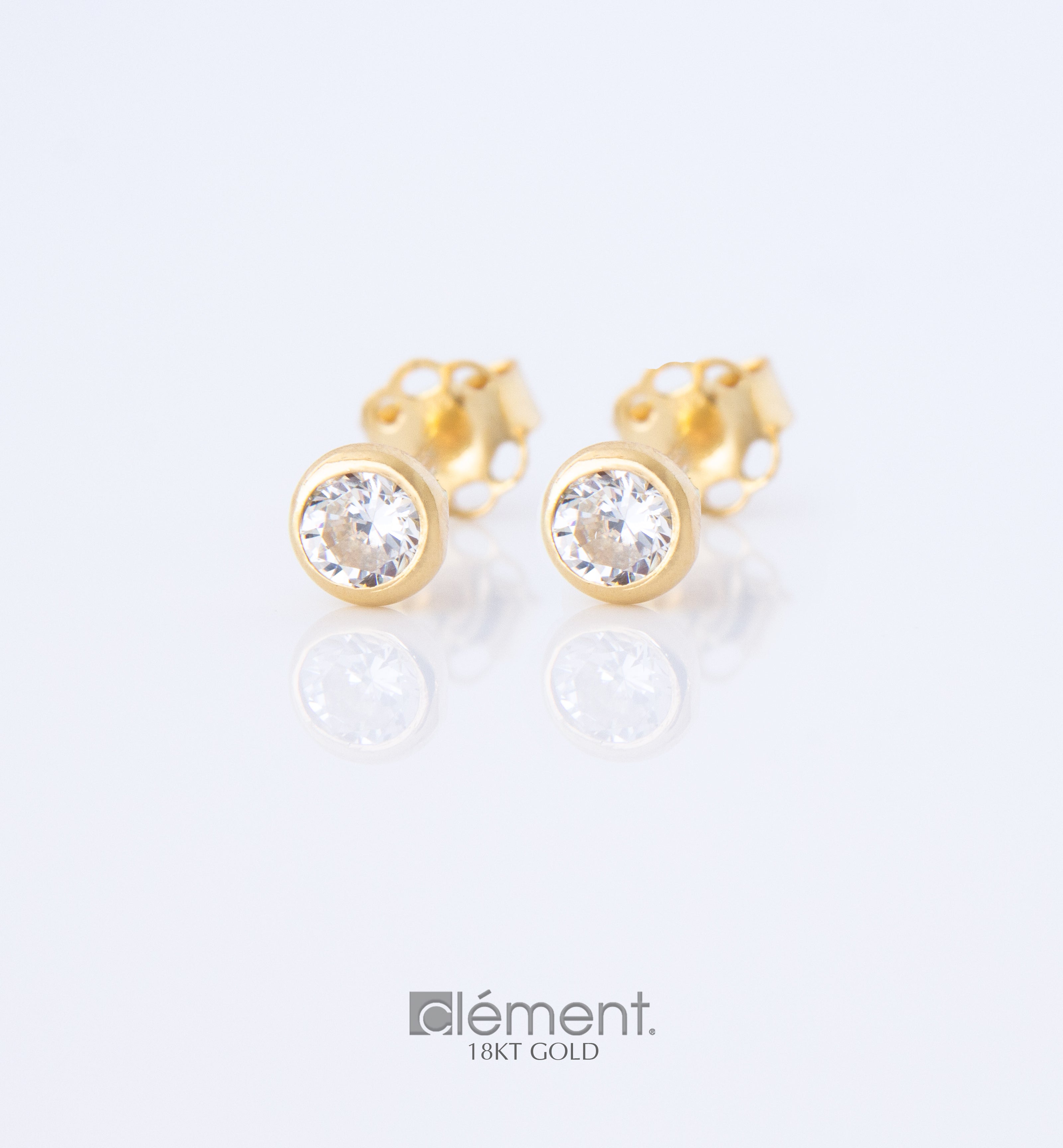 18ct Yellow Gold CZ Stones Solitaire Earrings