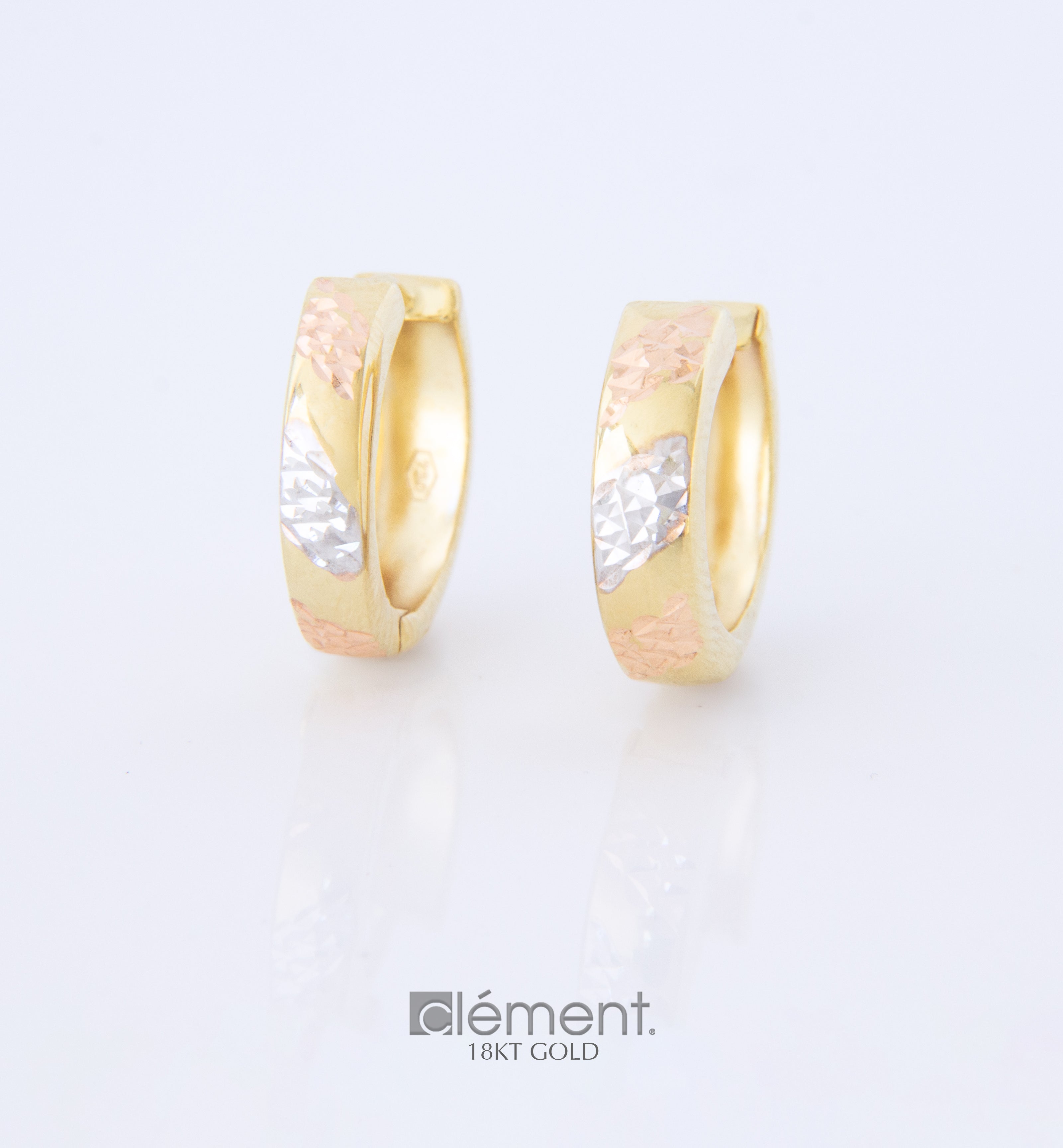 18ct Gold 3-Colour Hoop Earrings