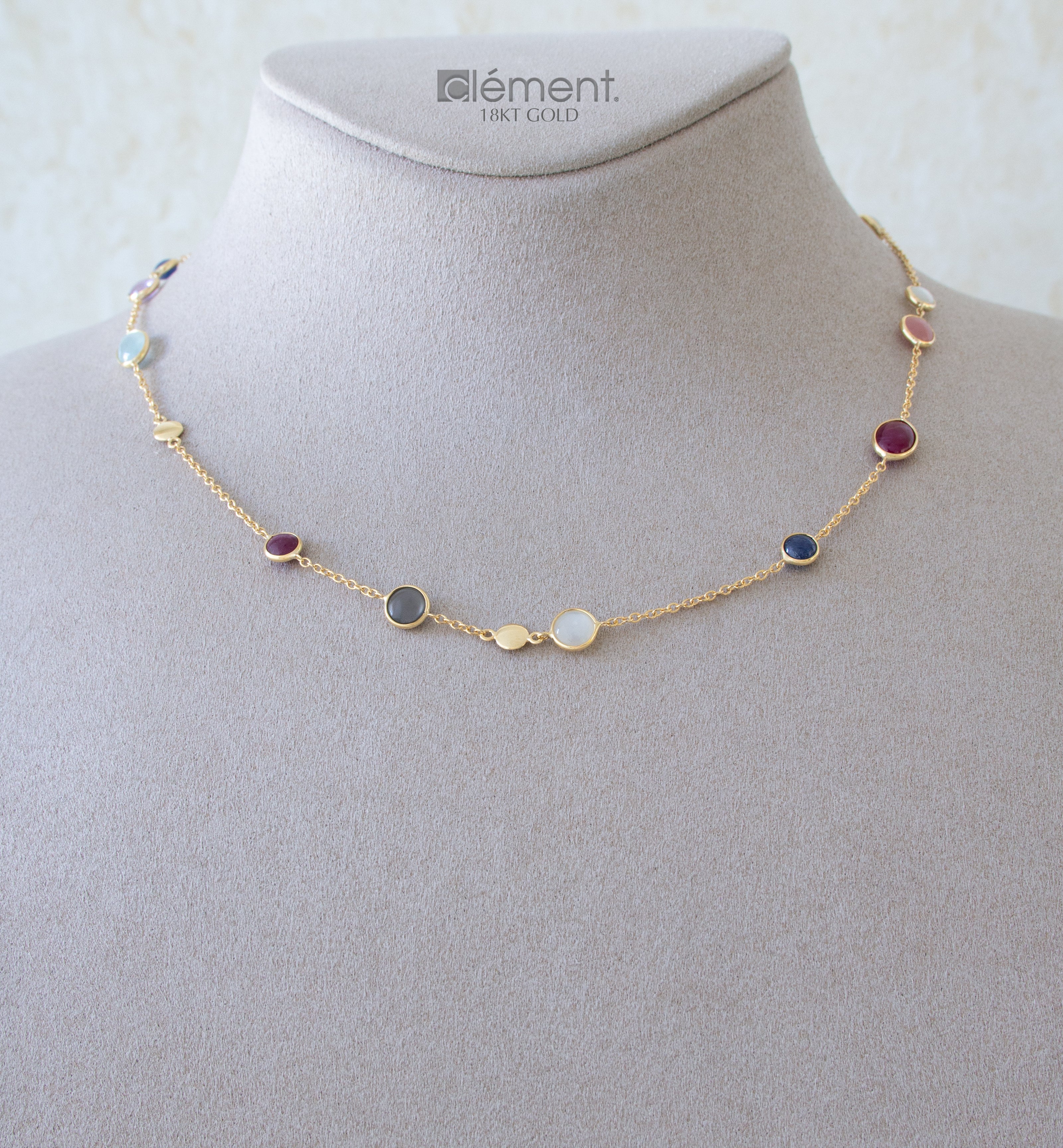 18ct Yellow Gold Necklace with Stones