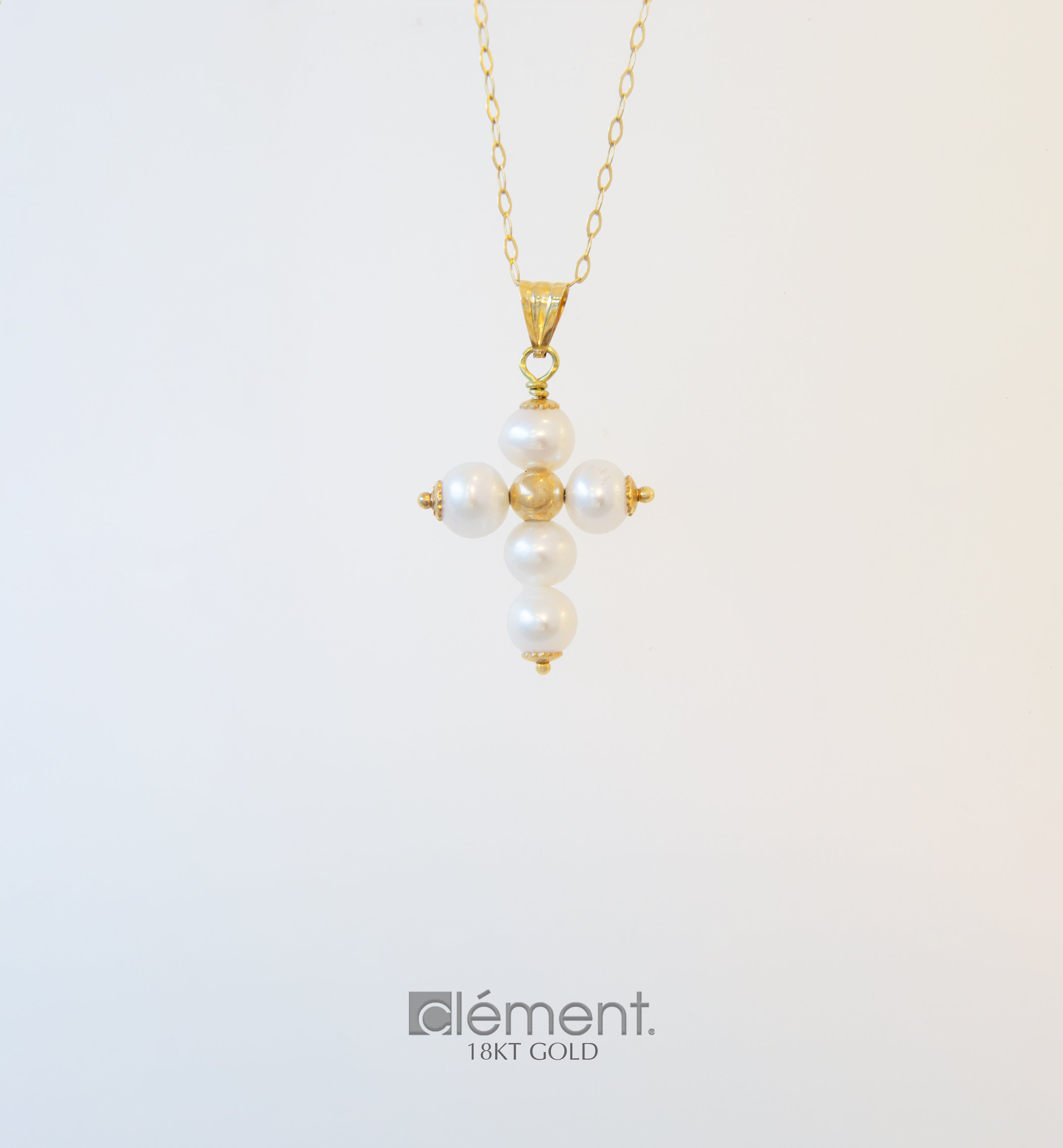 18ct Gold Pearl Cross