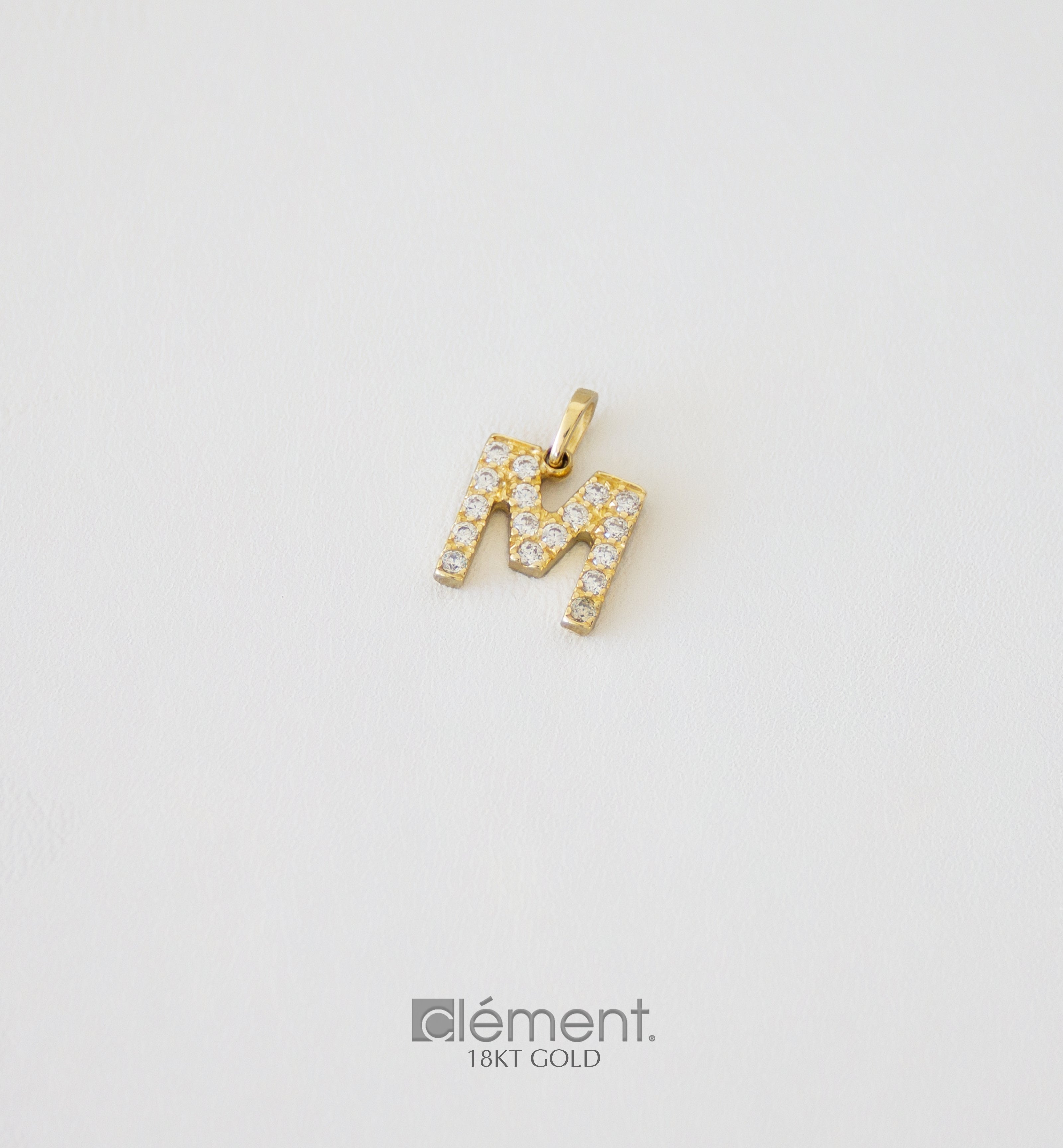 18ct Yellow Gold Initial M With Cubic Zircon Stones
