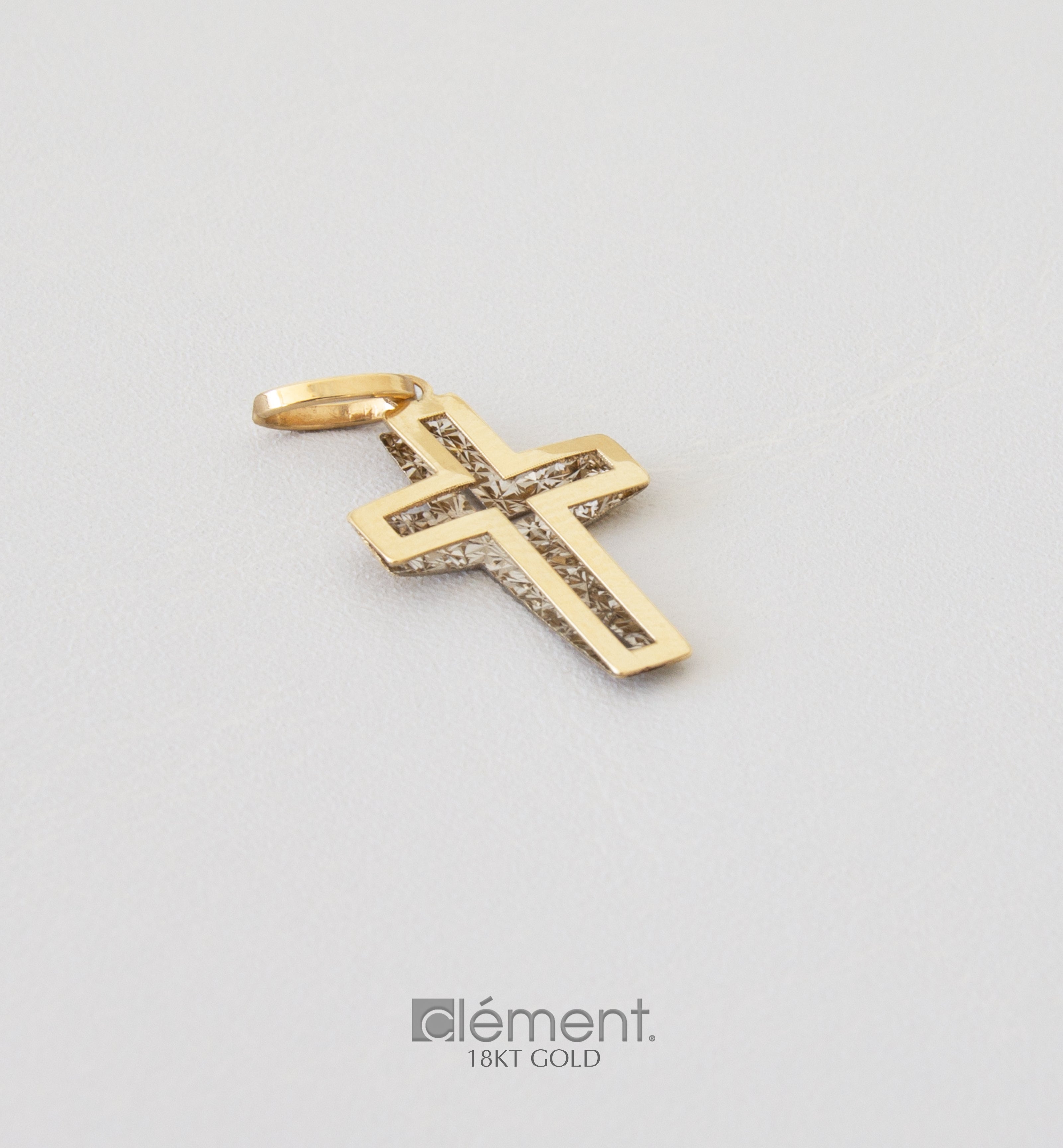 18ct Gold Two-Tone Cross Pendant