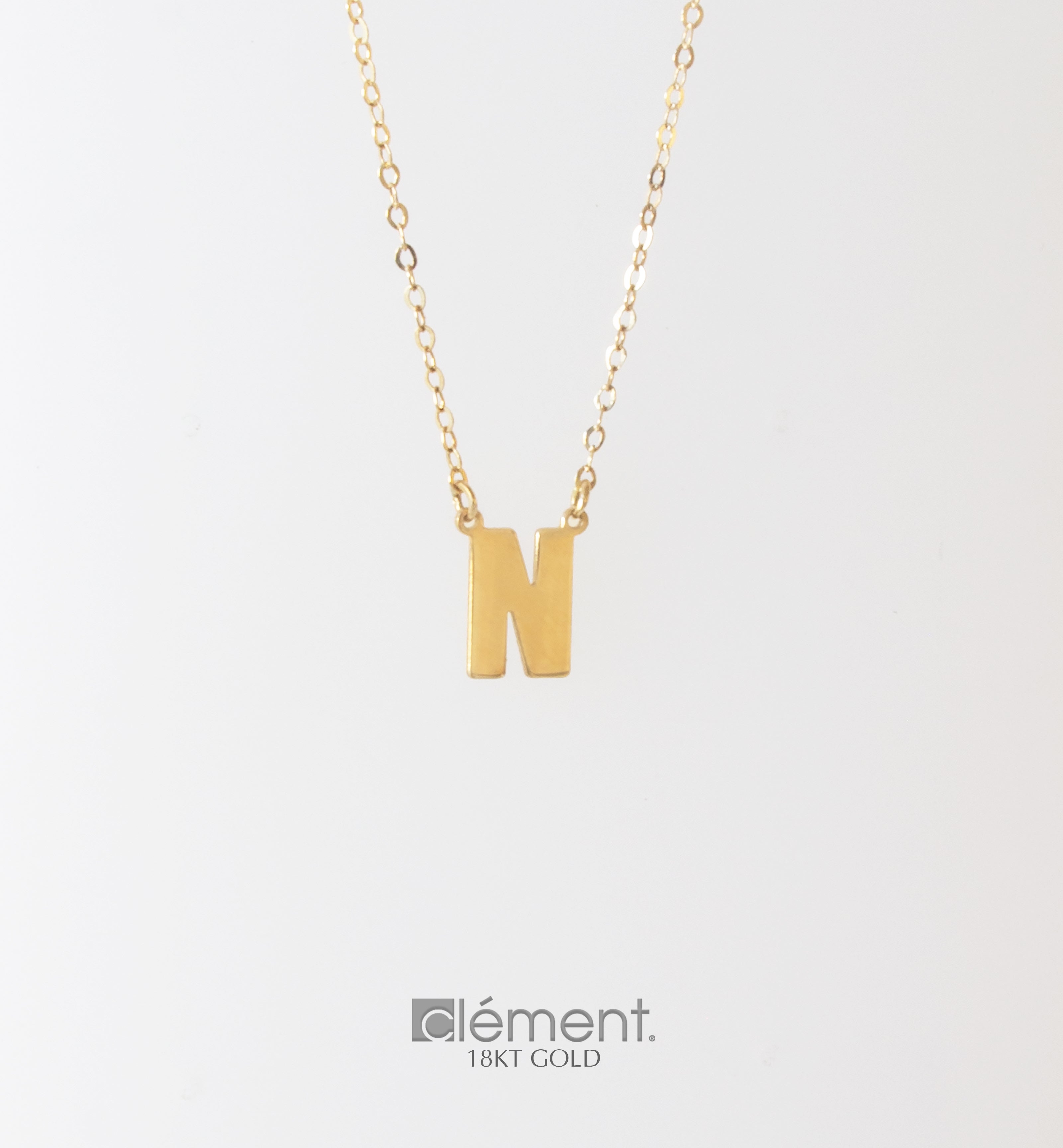 18ct Yellow Gold Letter N