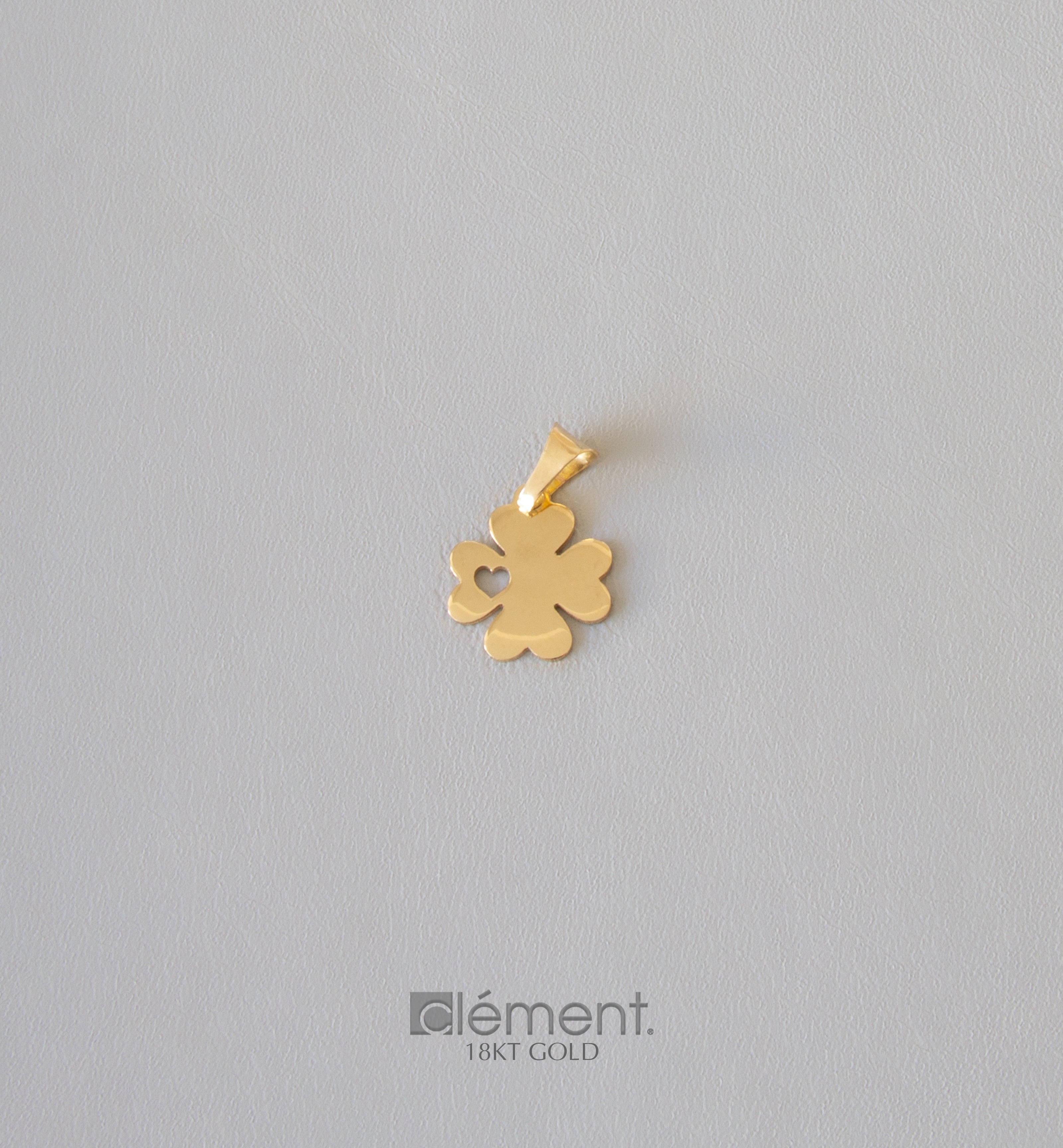 18ct Yellow Gold Four Clover Leaf with Heart Pendant