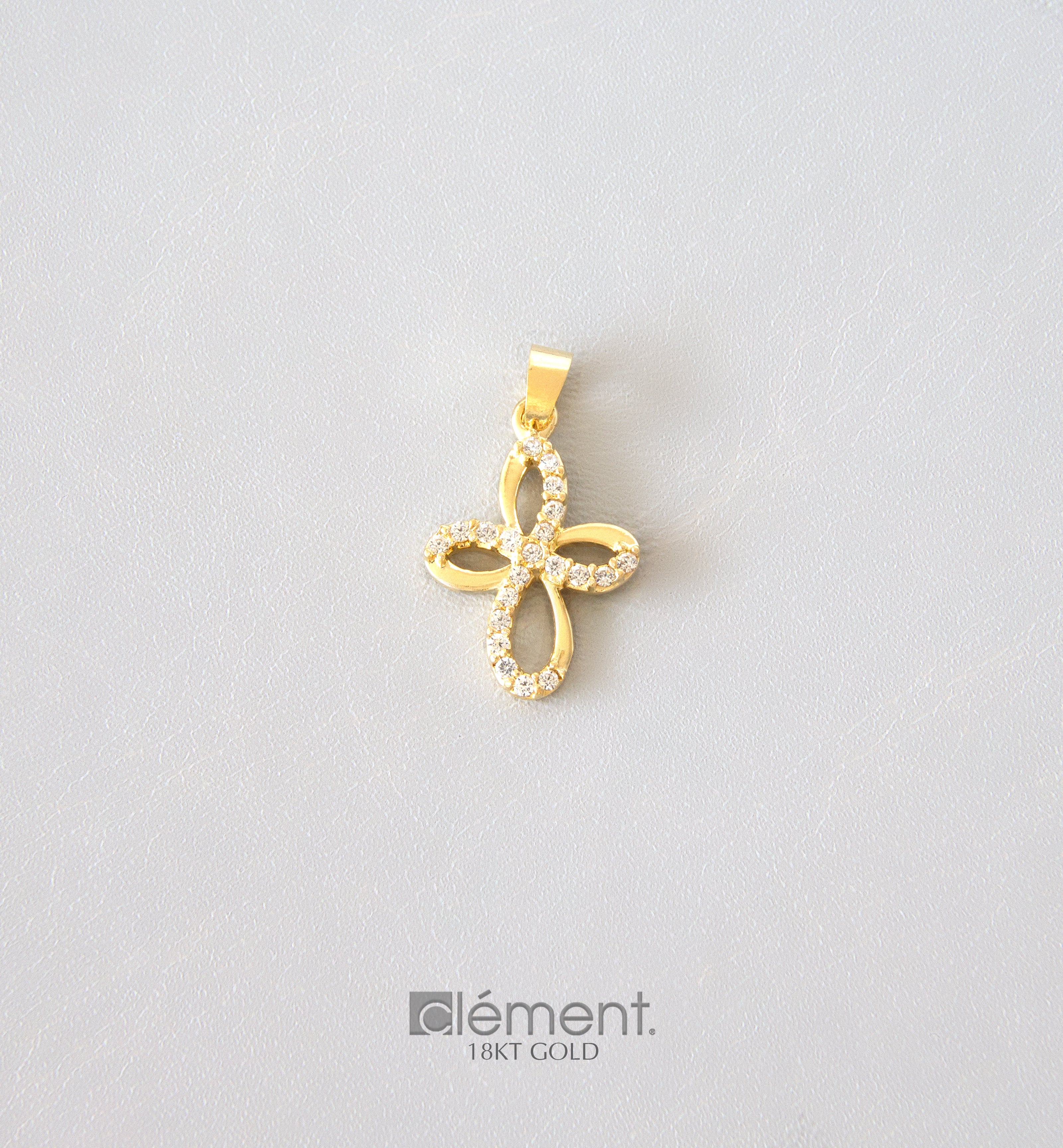 18ct Gold Cross with CZ Stones