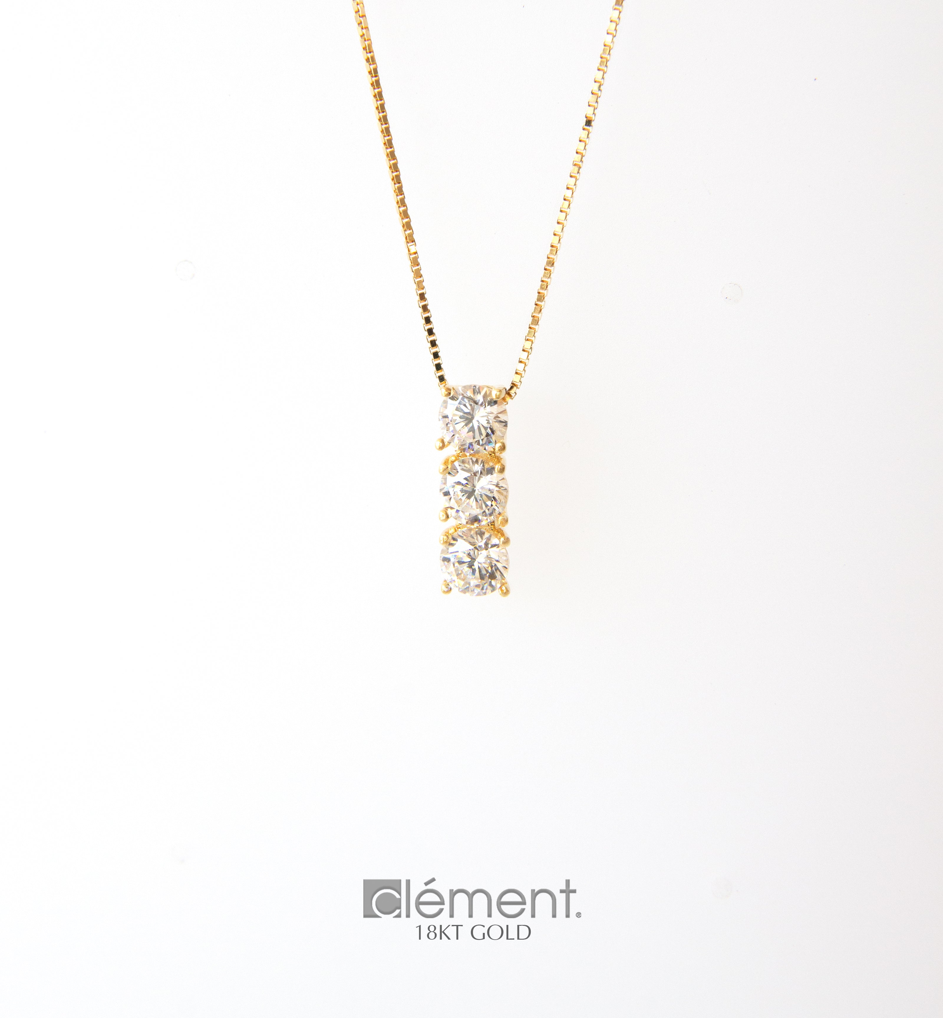 18ct Gold Trilogy Pendant with CZ Stones